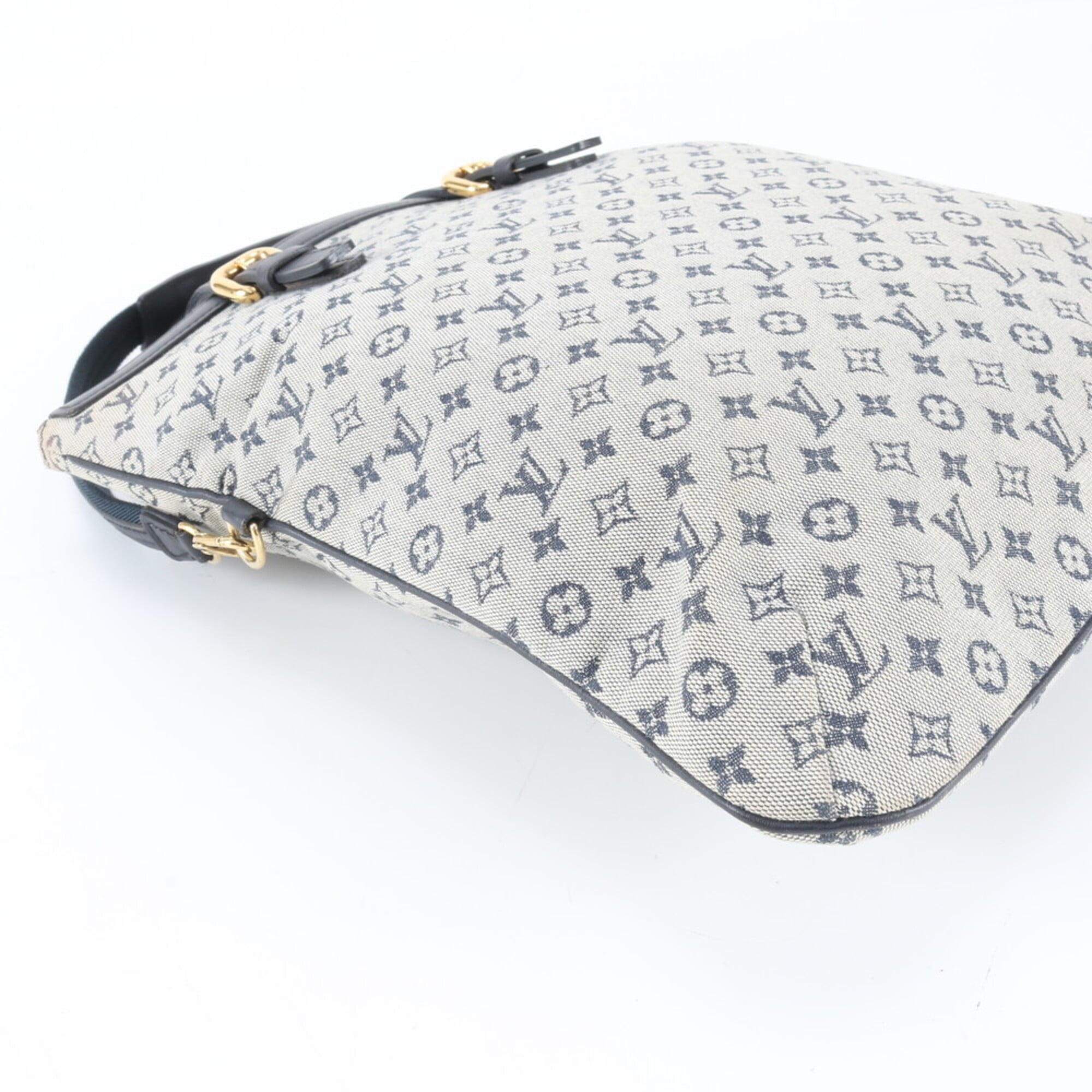 Louis Vuitton Blue Leather Canvas Shoulder Bag Tote Bag (Pre-Owned)