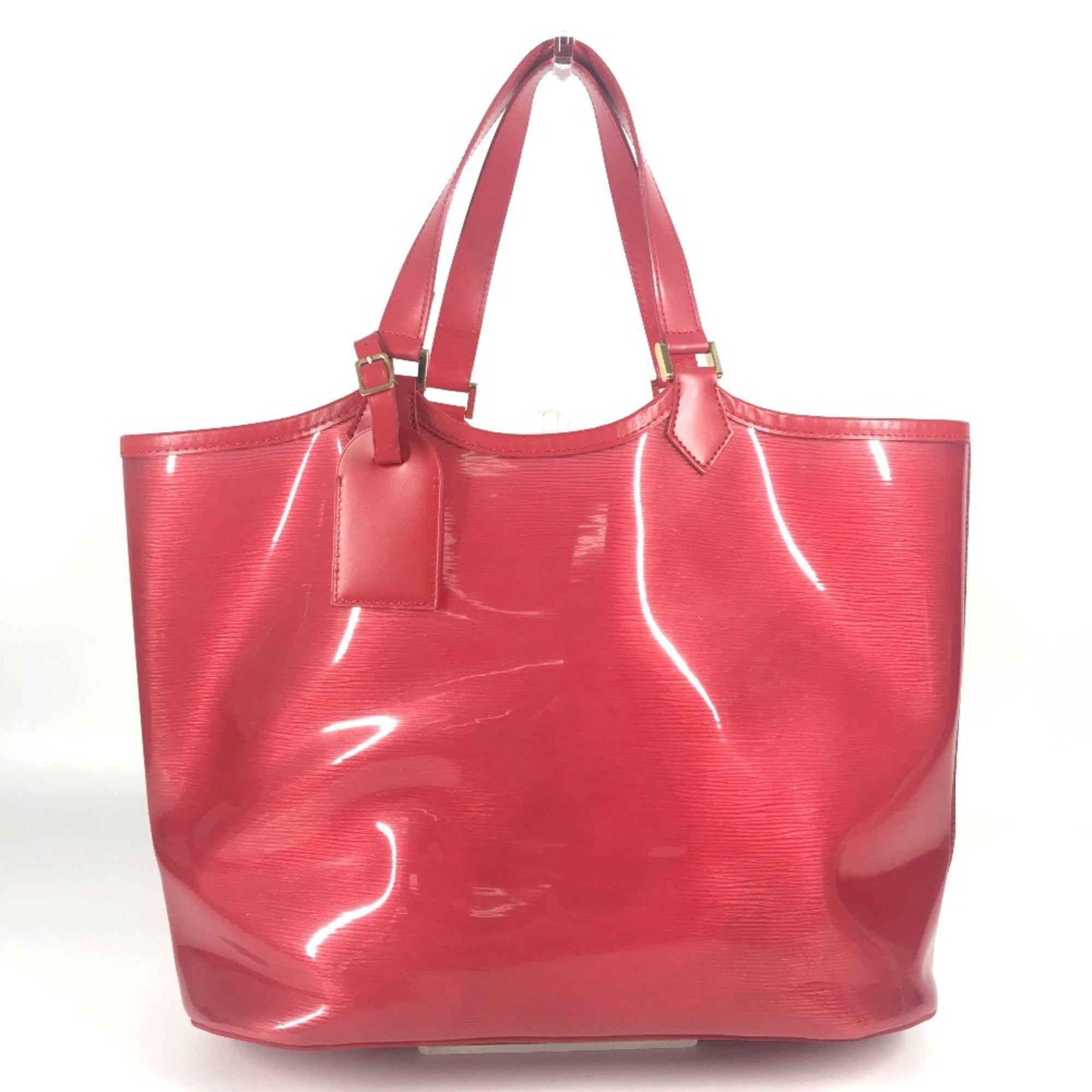Louis Vuitton Red Color Vinyl Leather Handbag Tote Bag (Pre-Owned)