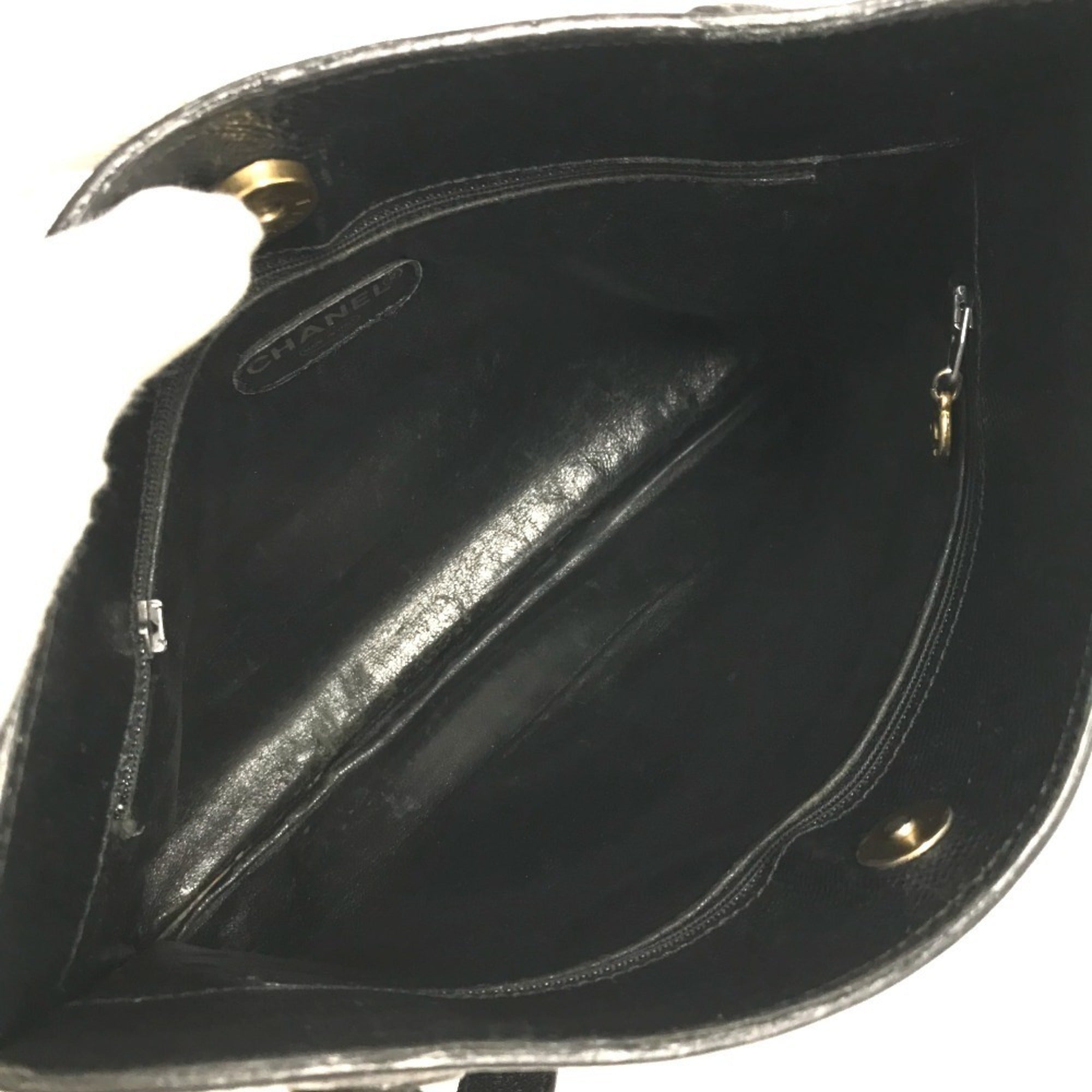 Chanel Black Grained Calfskin Shoulder Bag Tote Bag (Pre-Owned)