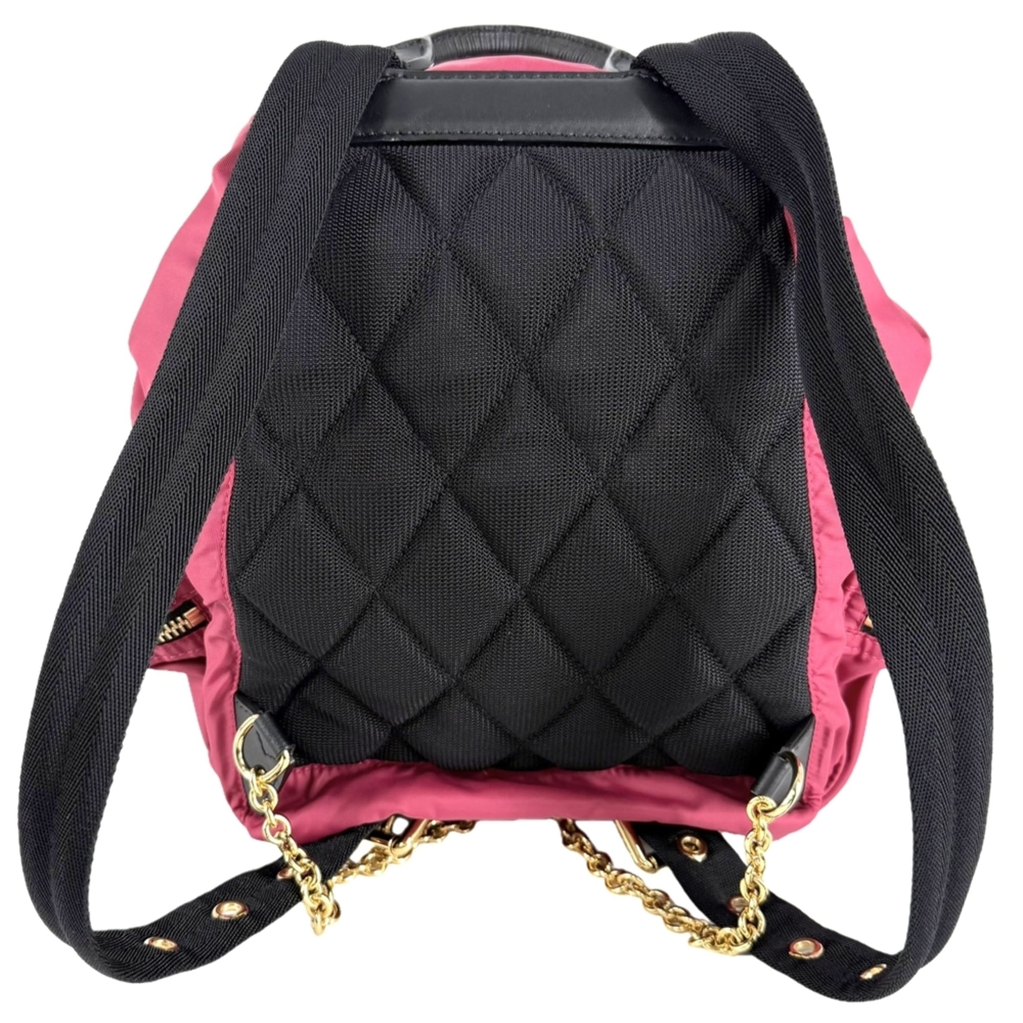 Burberry Black Pink Nylon Leather Backpack (Pre-Owned)