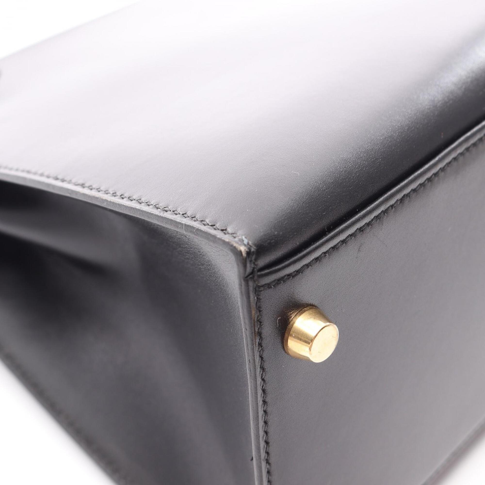Hermes Black Box Calf Leather Leather Handbag (Pre-Owned)