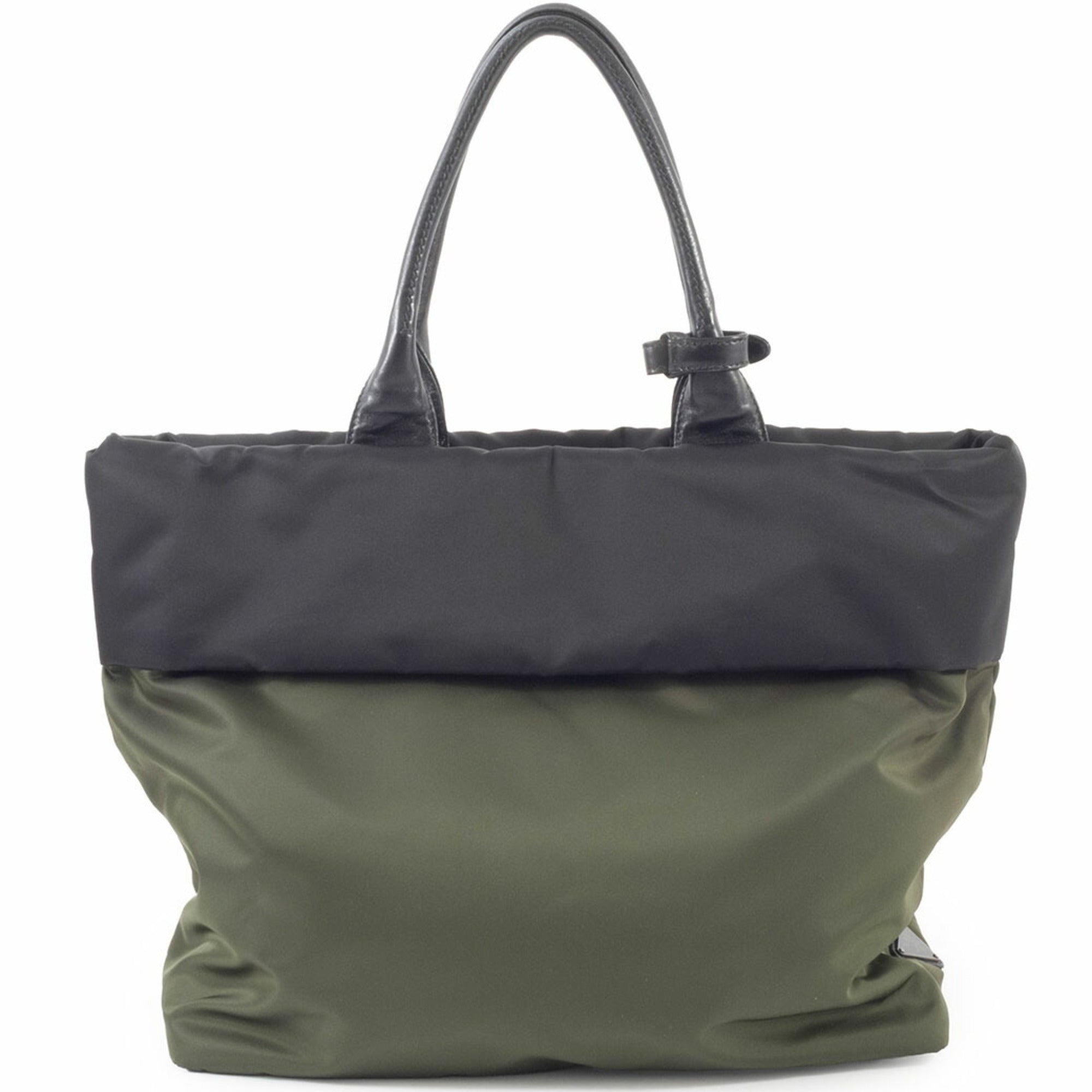 Prada Black Green Khaki Nylon Tote Bag (Pre-Owned)