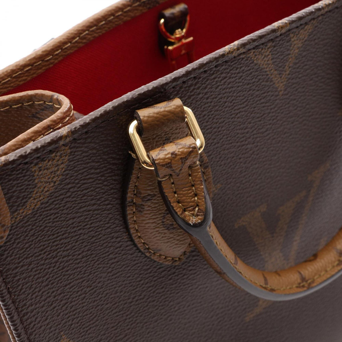 Louis Vuitton Beige Brown Coated Canvas Handbag Pouch (Pre-Owned)