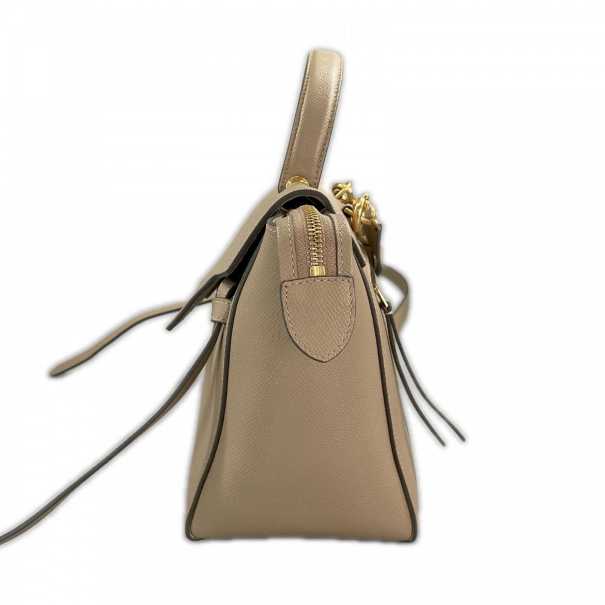 Celine Beige Beige Gold White Leather Handbag (Pre-Owned)