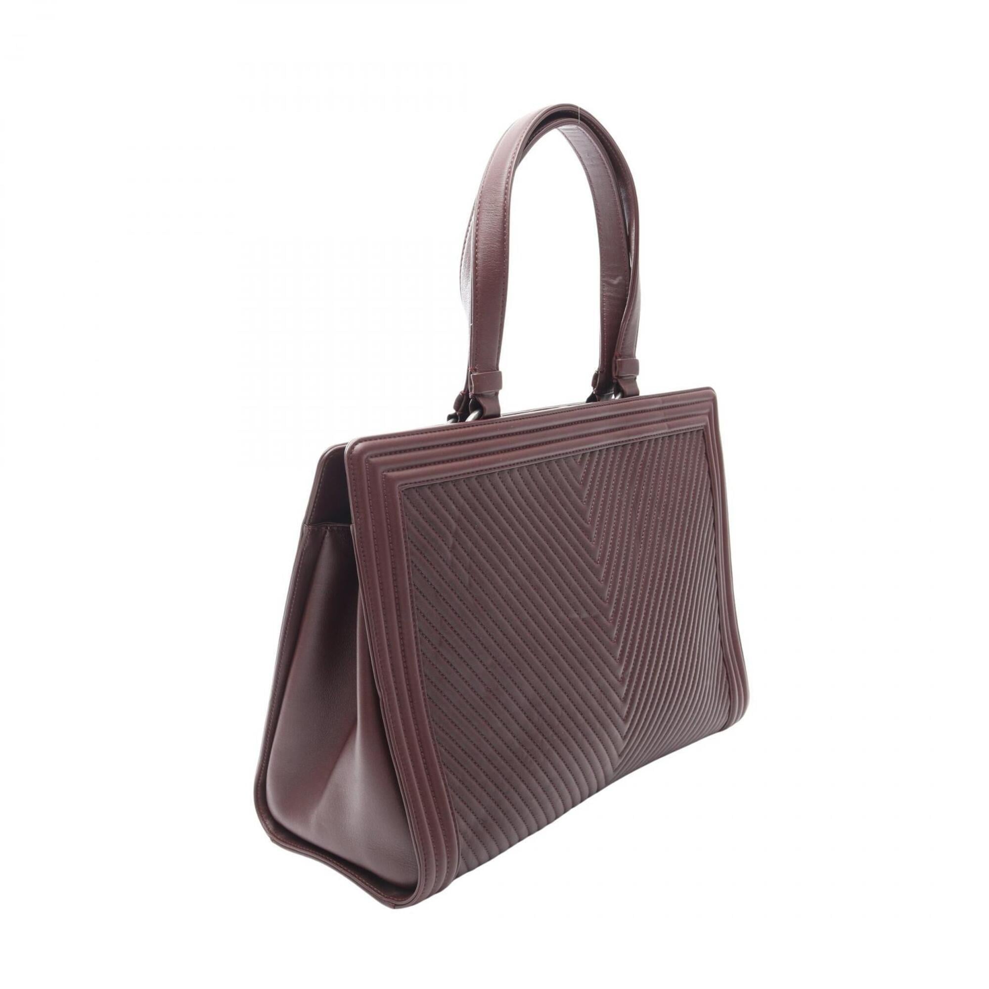 Chanel Bordeaux Leather Handbag Tote Bag (Pre-Owned)