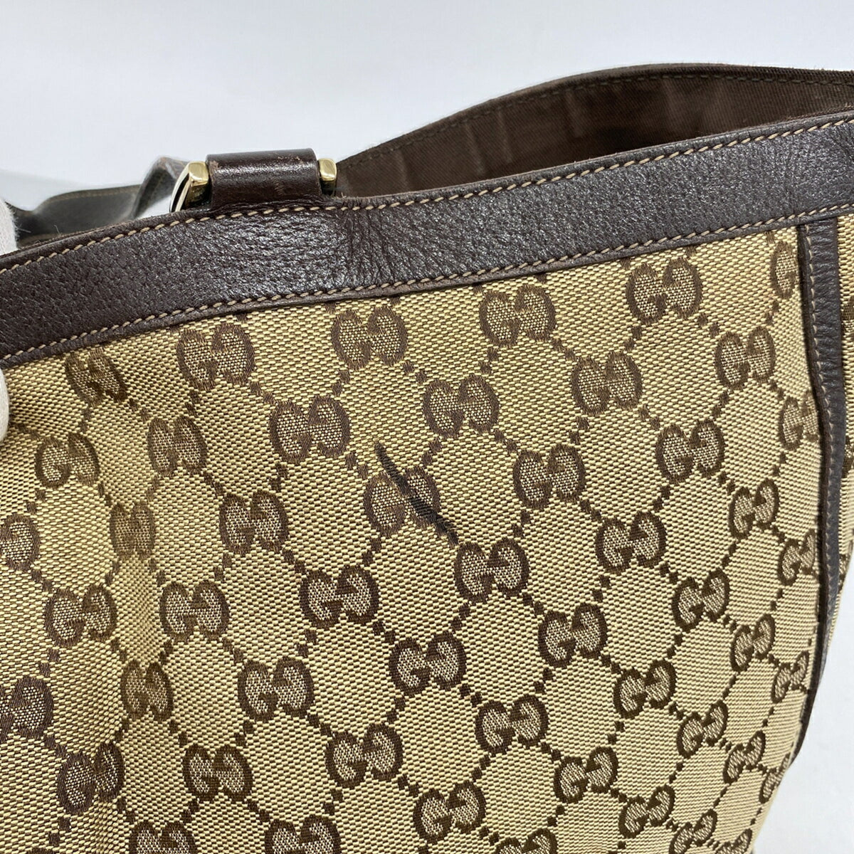 Gucci Beige Brown Canvas Tote Bag (Pre-Owned)