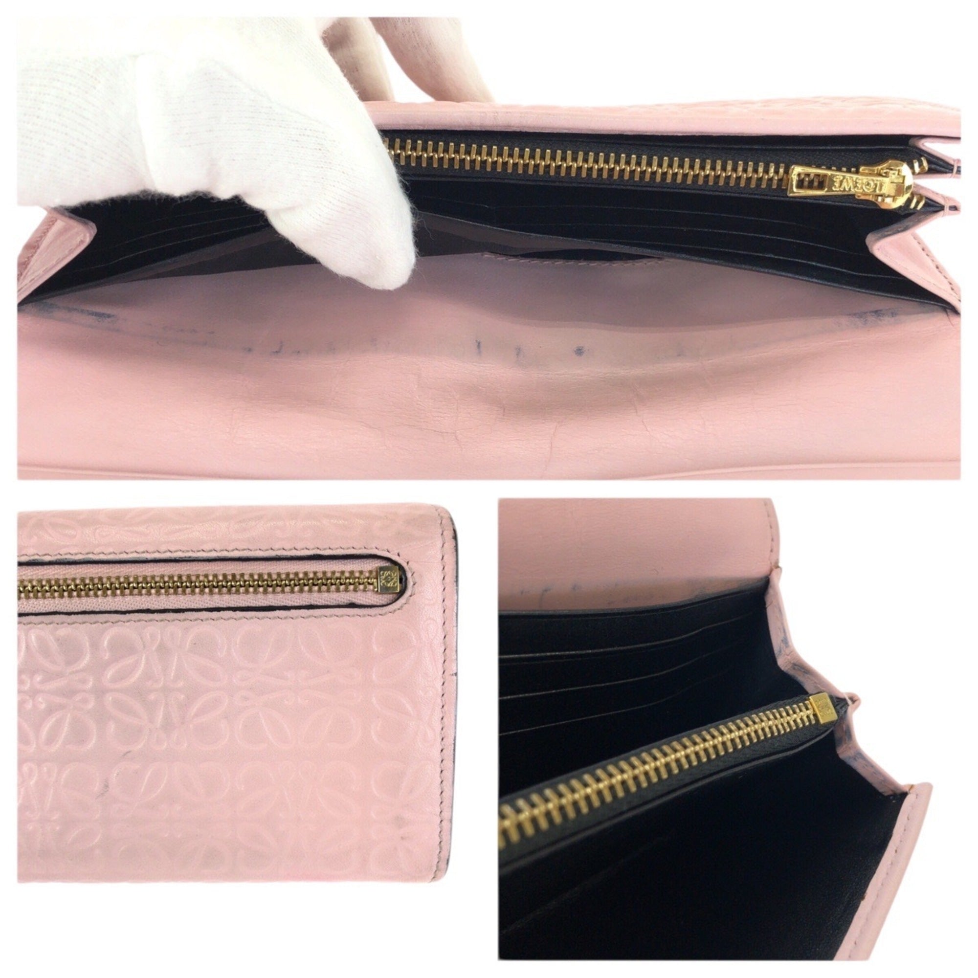 Loewe Pink Leather Long Wallet (Bi-Fold) (Pre-Owned)