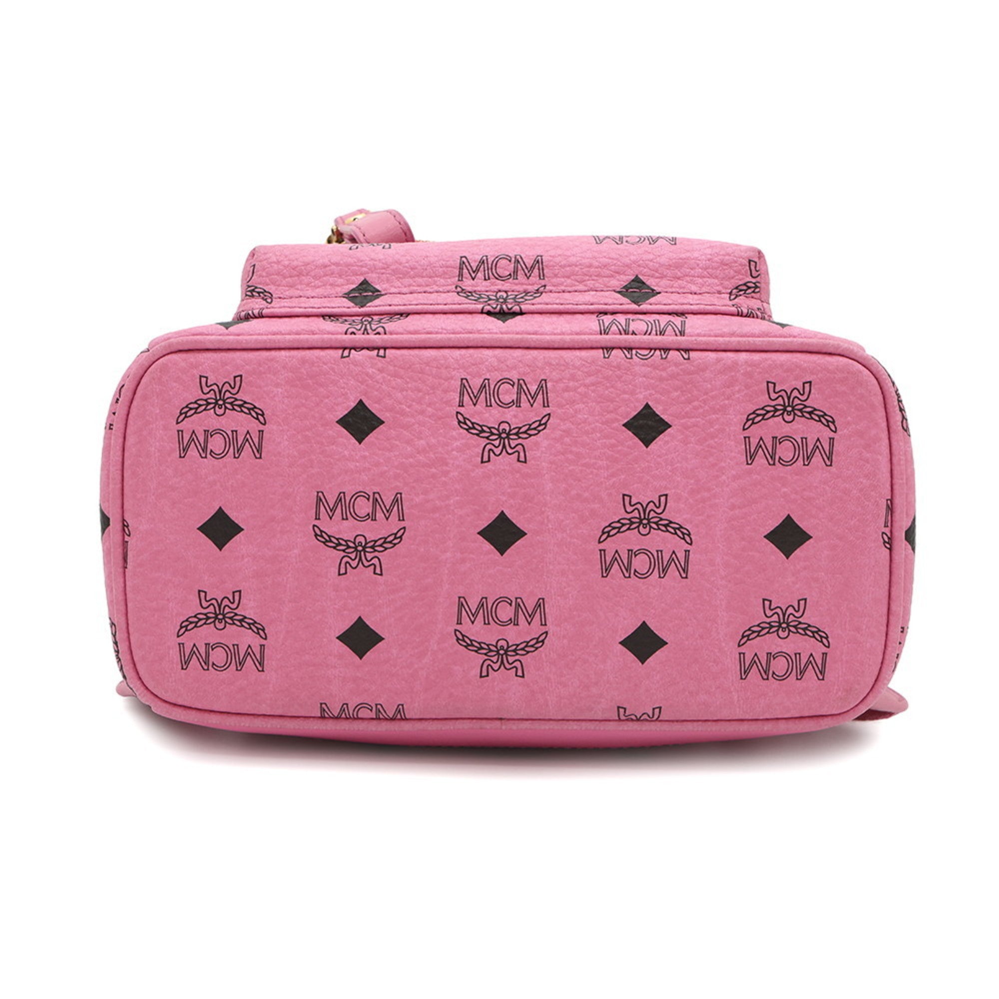 Mcm Pink Leather Canvas Backpack (Pre-Owned)