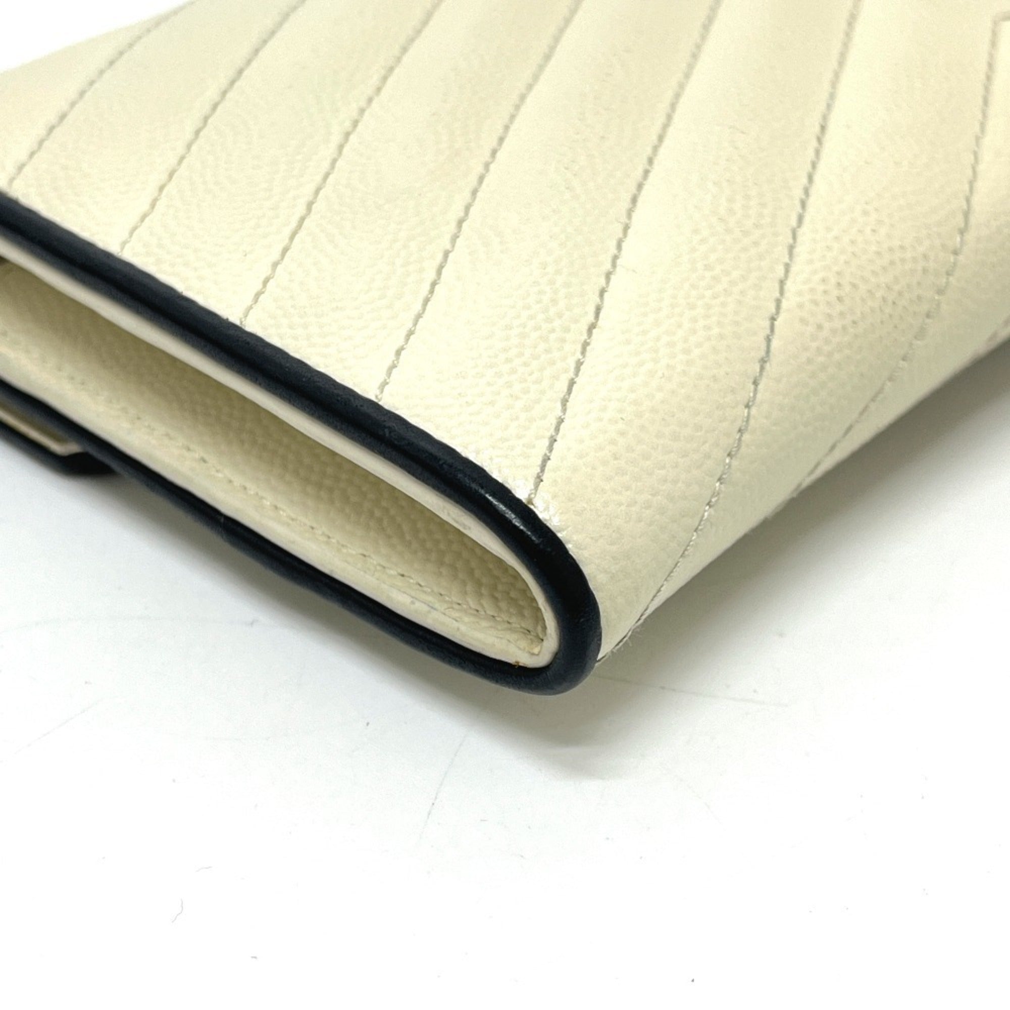 Yves Saint Laurent Black White Leather Long Wallet (Bi-Fold) (Pre-Owned)