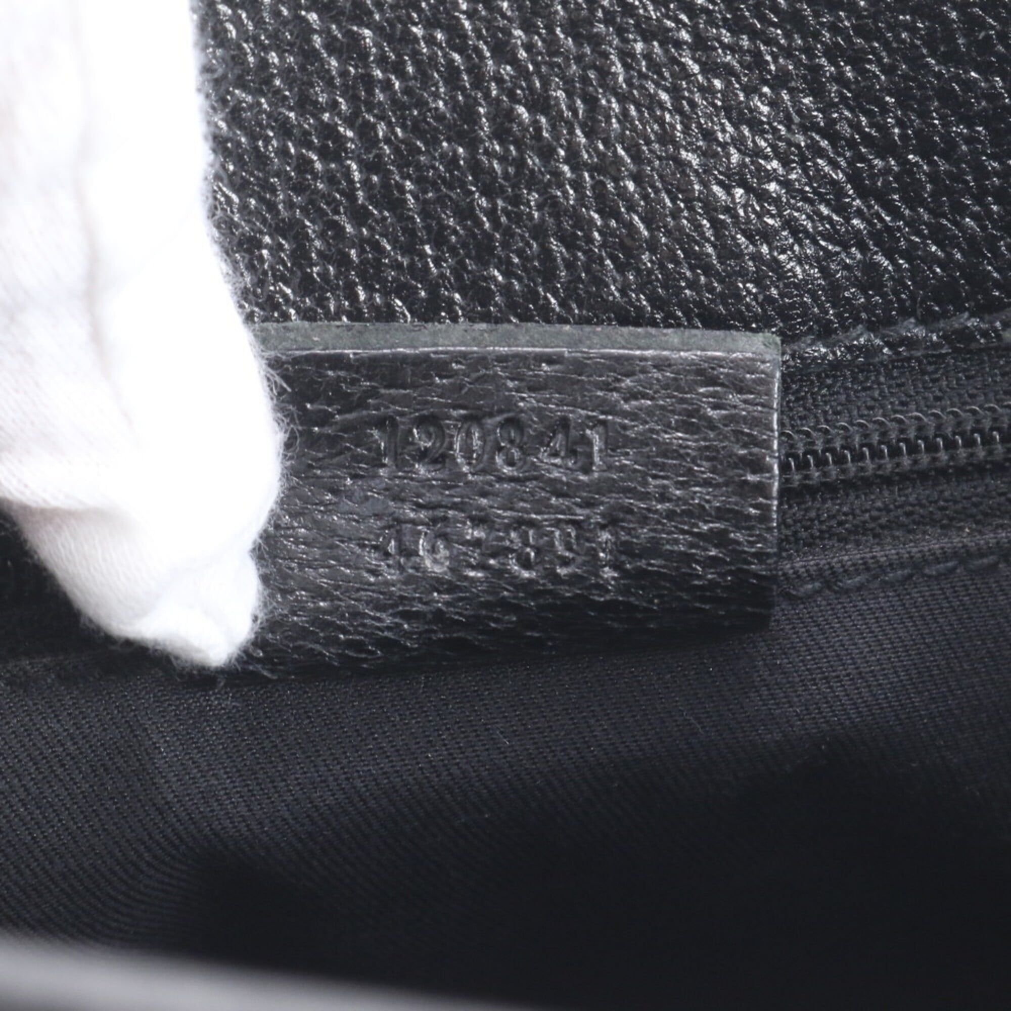 Gucci Black Leather Canvas Handbag Shoulder Bag Tote Bag (Pre-Owned)