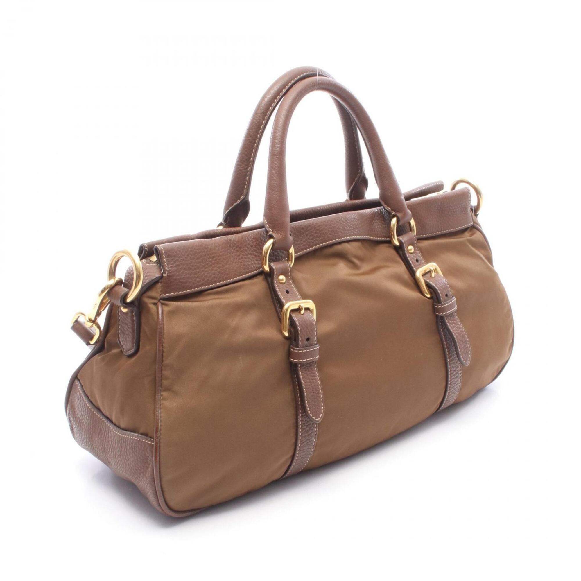 Prada Brown Nylon Leather Handbag (Pre-Owned)