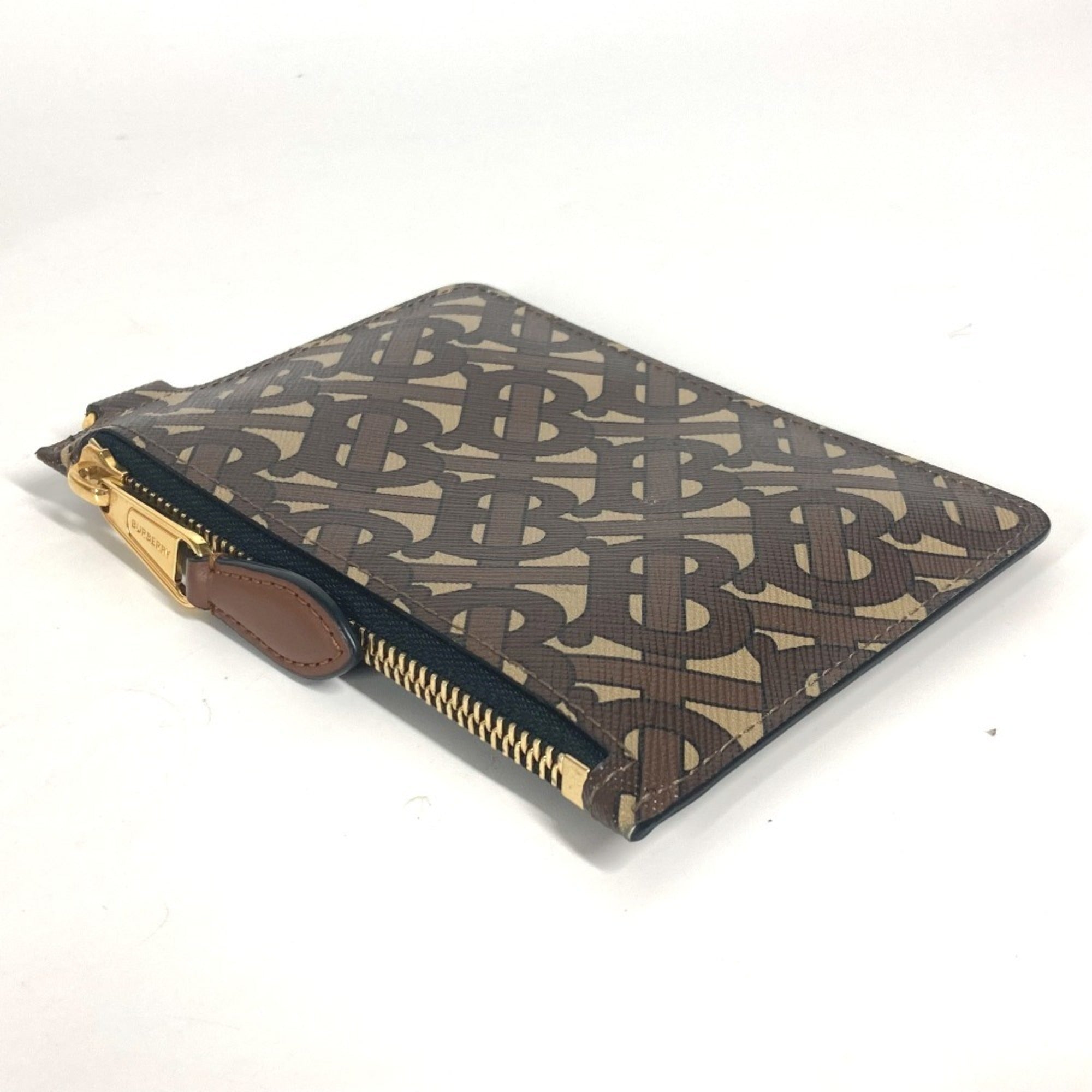 Burberry Beige Brown Leather Coin Purse/Coin Case (Pre-Owned)