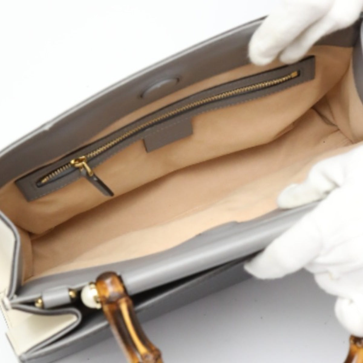 Gucci Gray Bamboo Handbag (Pre-Owned)