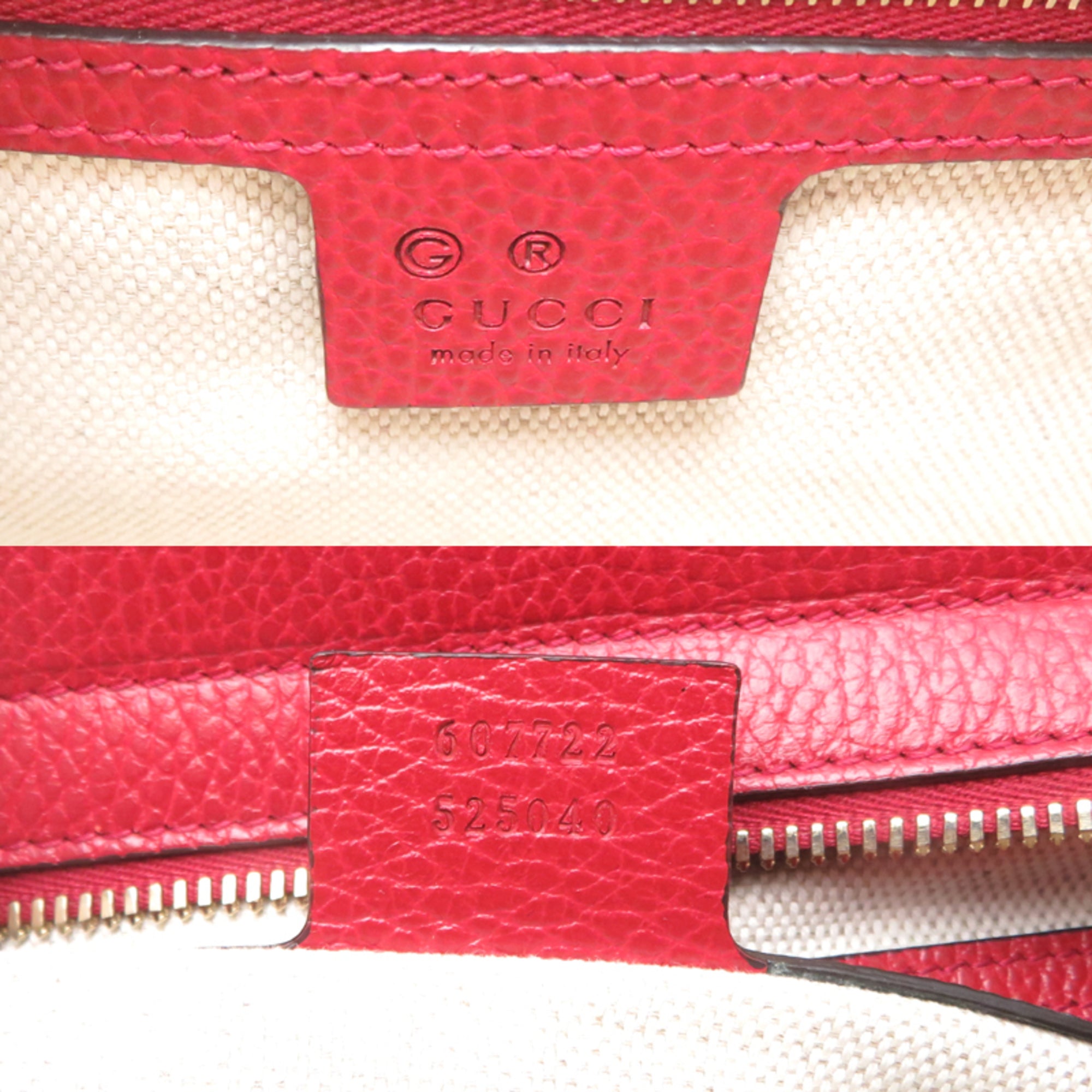 Gucci Red Color Leather Handbag (Pre-Owned)