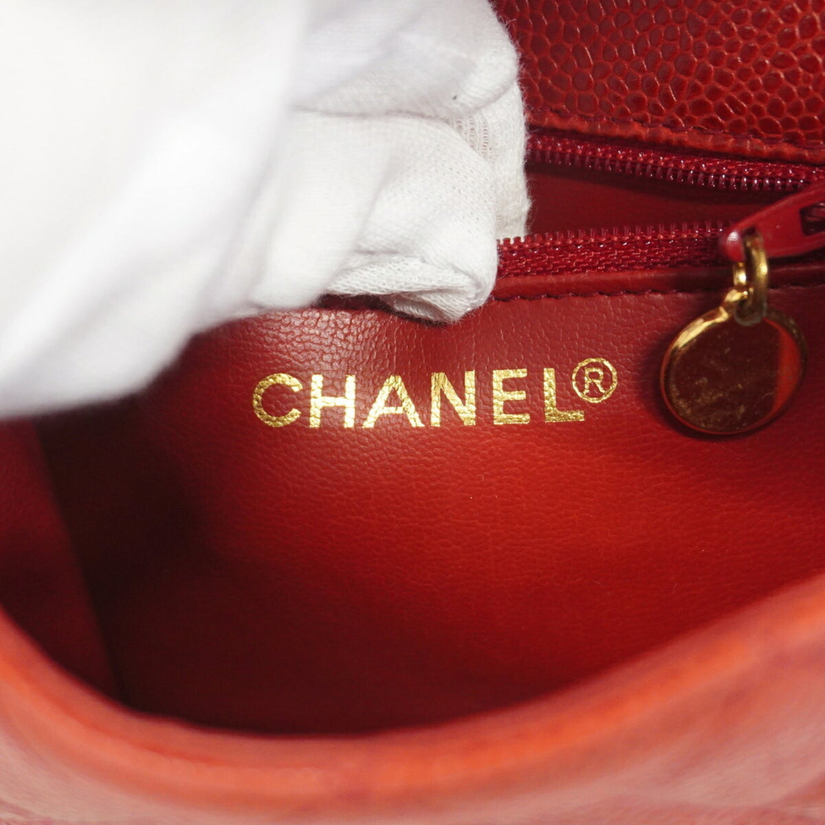 Chanel Red Color Grained Calfskin Fanny Pack (Pre-Owned)