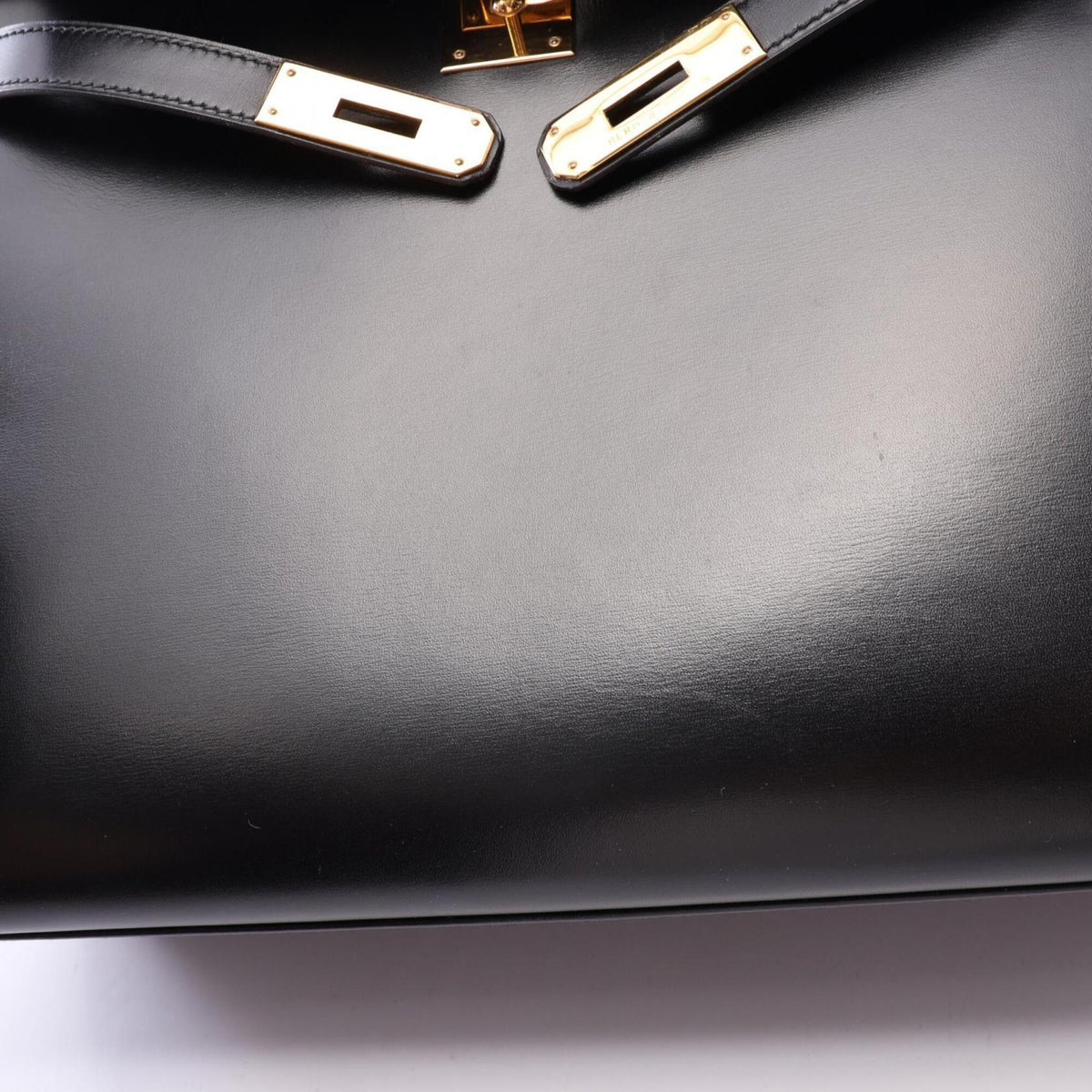 Hermes Black Box Calf Leather Leather Handbag (Pre-Owned)