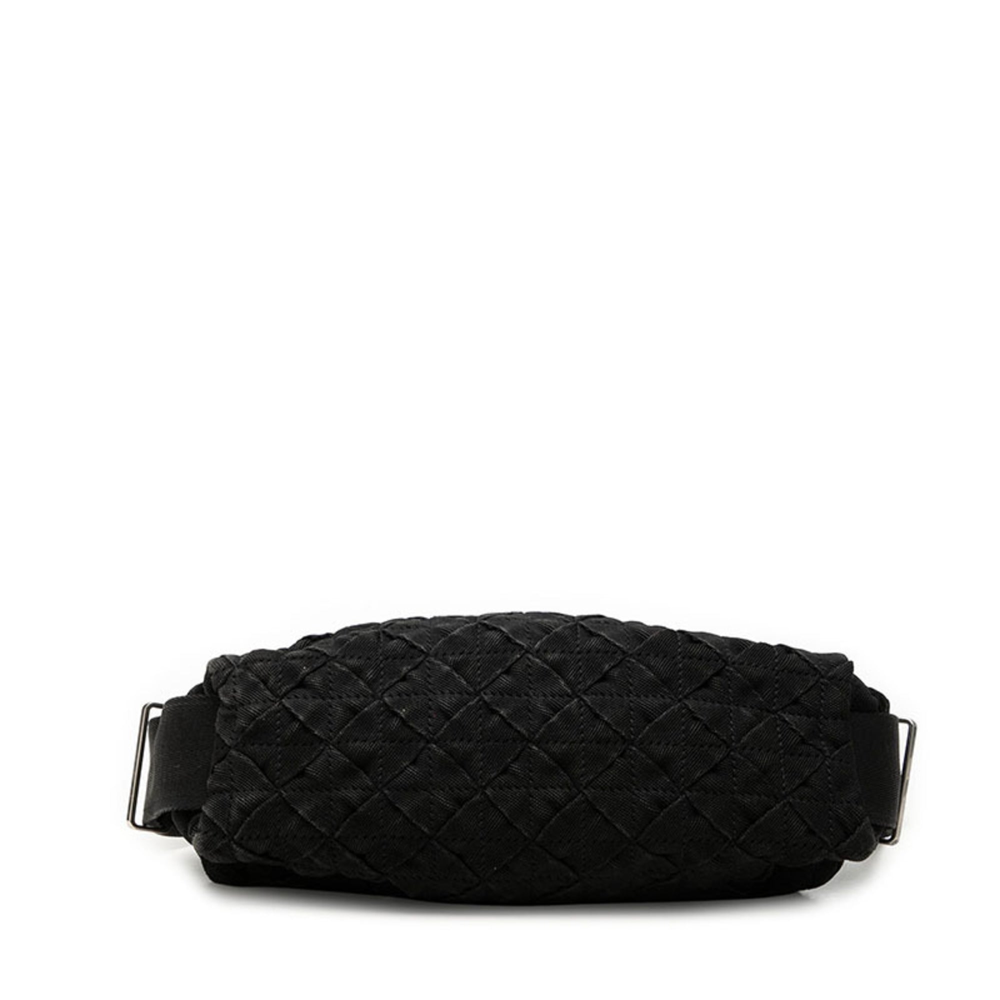 Bottega Veneta Intrecciato Black Canvas Nylon Shoulder Bag (Pre-Owned)