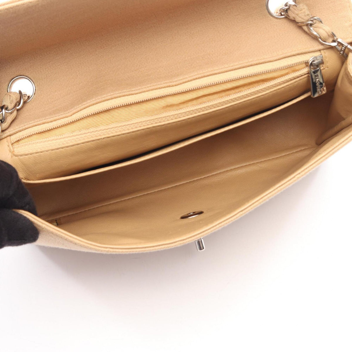 Chanel Beige Cotton Handbag Shoulder Bag (Pre-Owned)