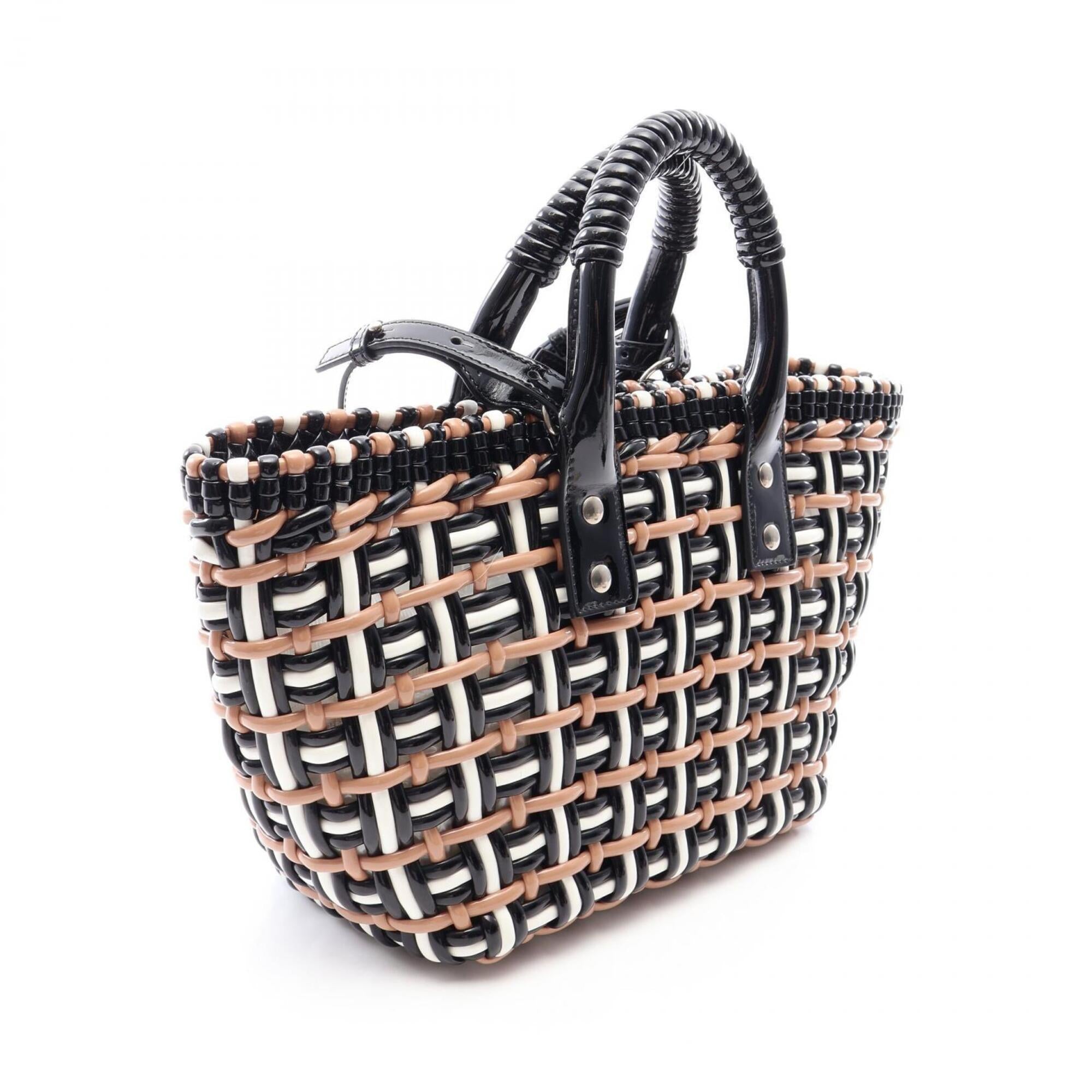 Balenciaga Black Brown White Leather Basket Handbag Tote Bag (Pre-Owned)