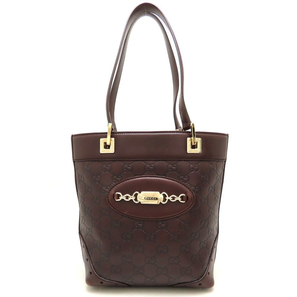 Gucci Dark Brown Leather Tote Bag (Pre-Owned)