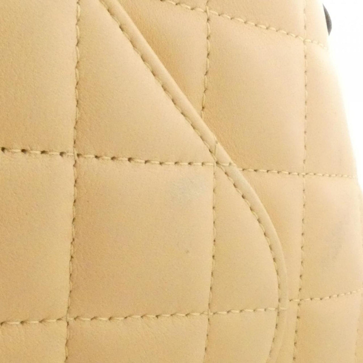 Chanel Ligne Cambon Beige Black Leather Handbag (Pre-Owned)
