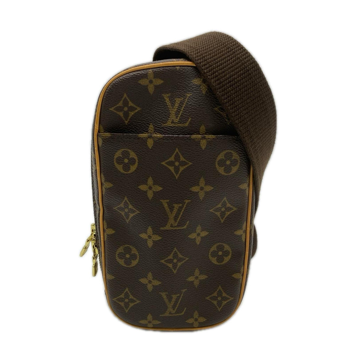 Louis Vuitton Beige Brown Coated Canvas Leather Pochette Shoulder Bag (Pre-Owned)