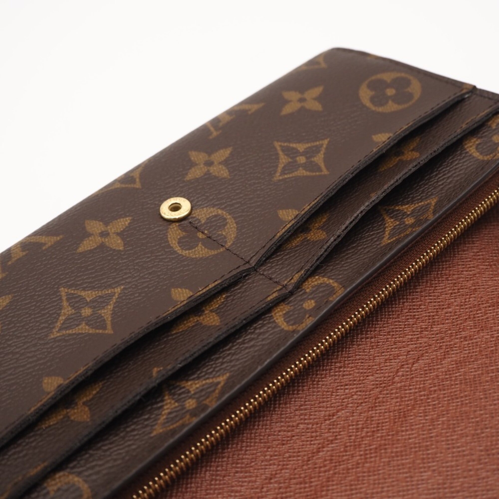 Louis Vuitton Monogram Beige Brown Monogram Coated Canvas Long Wallet (Bi-Fold) (Pre-Owned)
