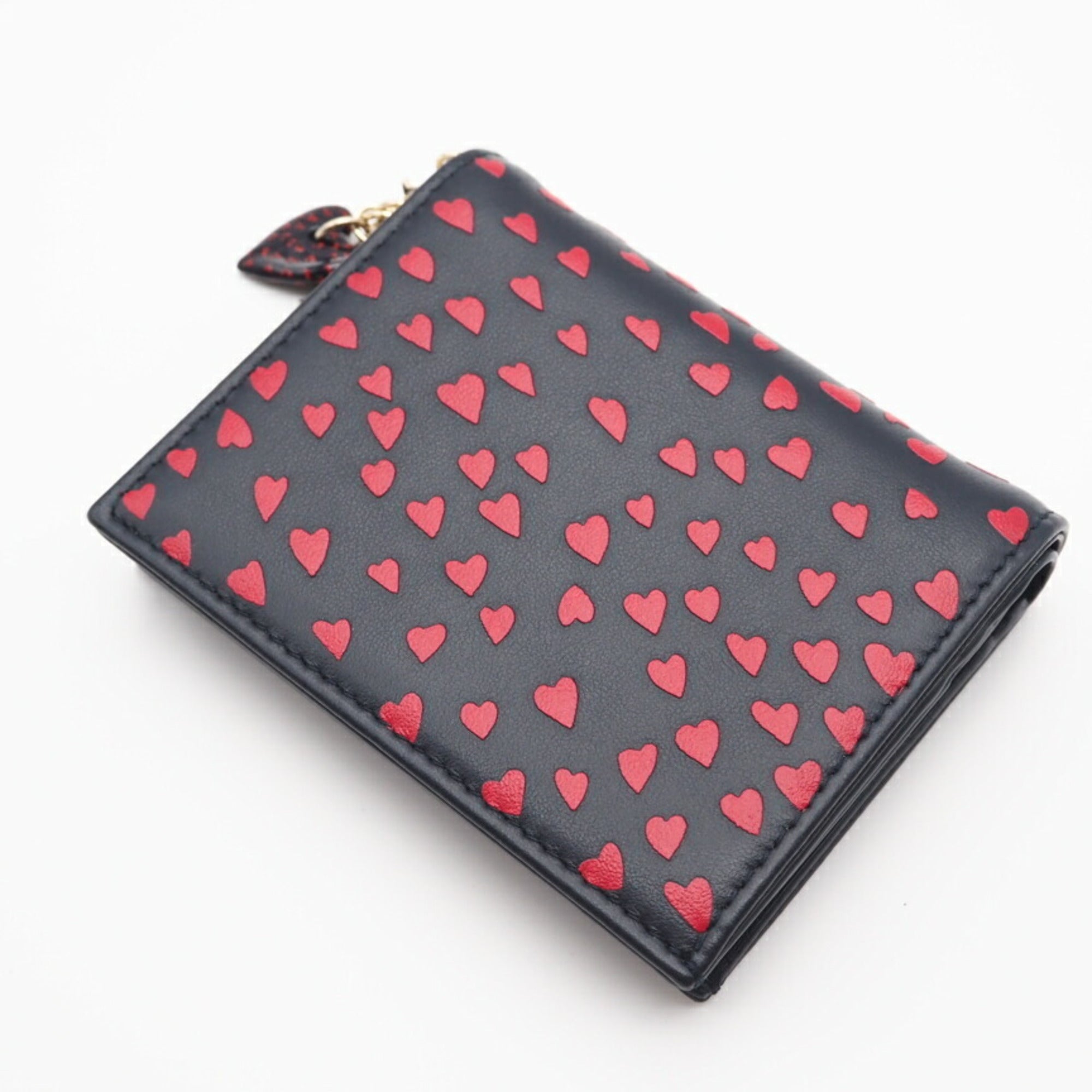 Christian Dior Navy Red Color Leather Wallet (Bi-Fold) (Pre-Owned)