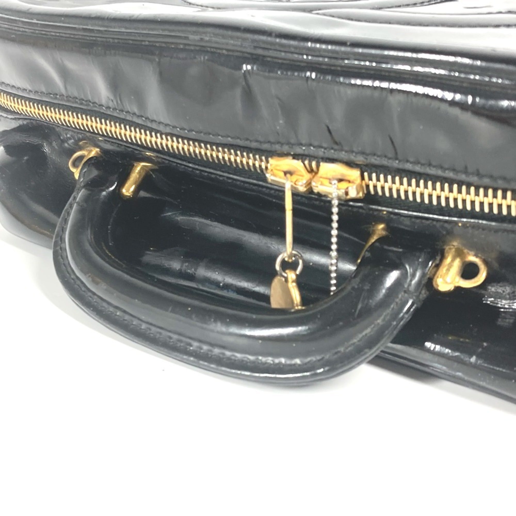 Chanel Black Leather Handbag Vanity Bag (Pre-Owned)