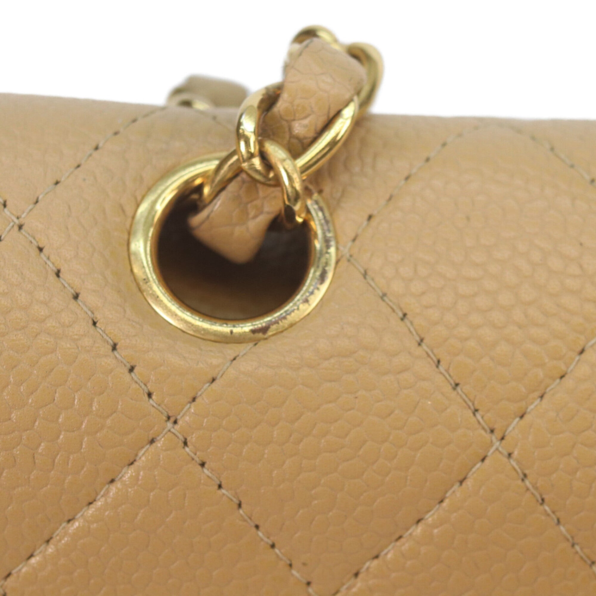 Chanel Beige Grained Calfskin Shoulder Bag (Pre-Owned)
