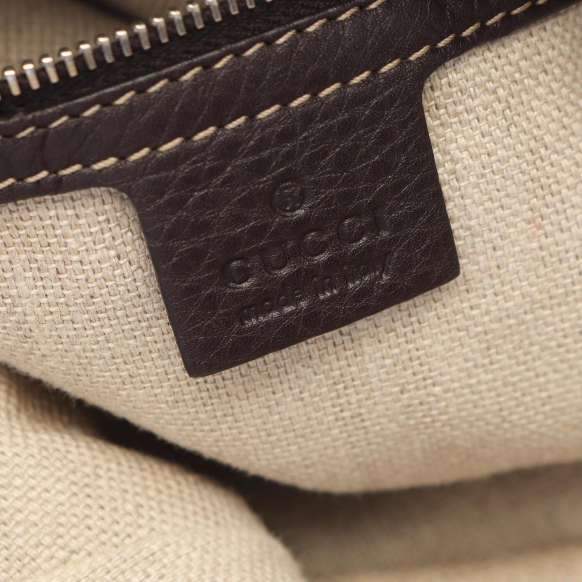 Gucci Beige Brown Gg Canvas Leather Handbag Tote Bag (Pre-Owned)
