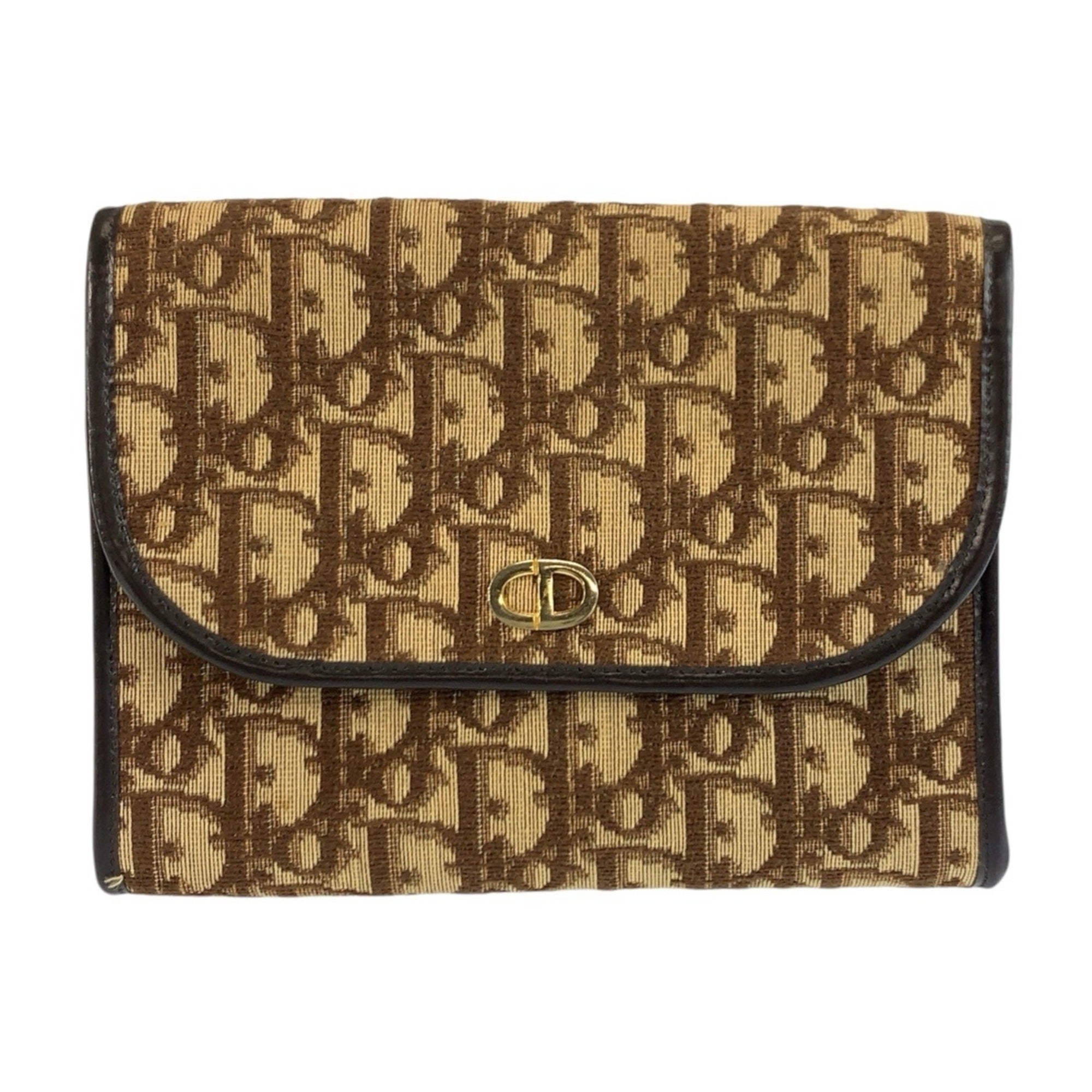 Christian Dior Beige Brown Canvas Clutch Bag Handbag Pouch (Pre-Owned)