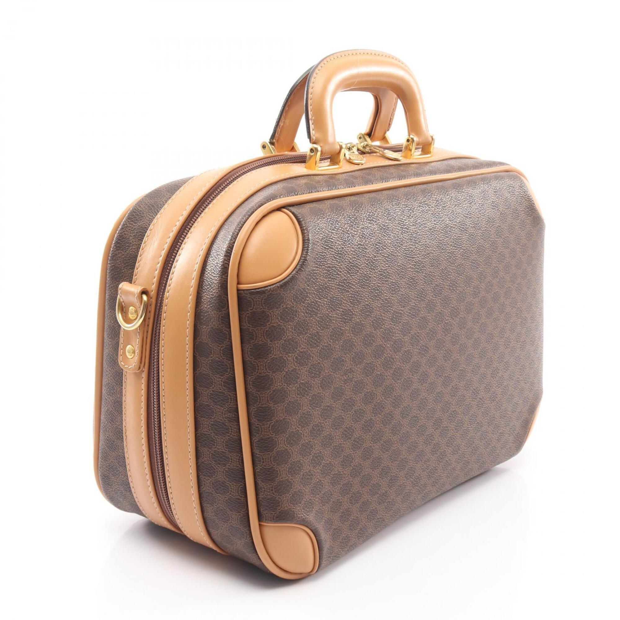 Celine Beige Brown Coated Canvas Leather Briefcase Handbag (Pre-Owned)