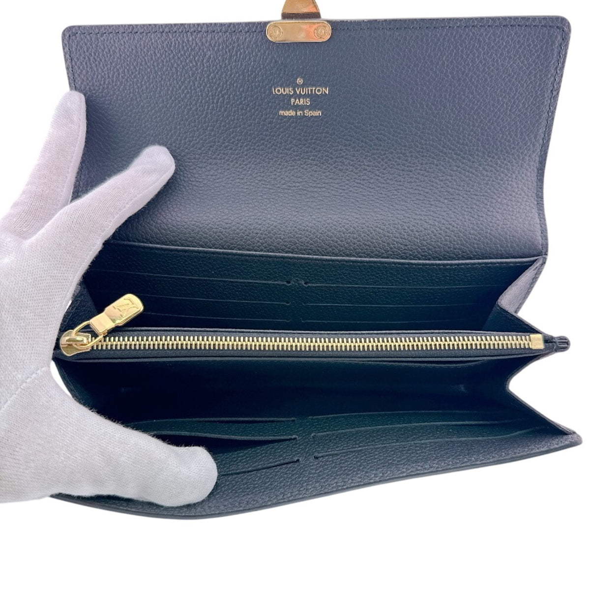 Louis Vuitton Black Leather Long Wallet (Bi-Fold) (Pre-Owned)