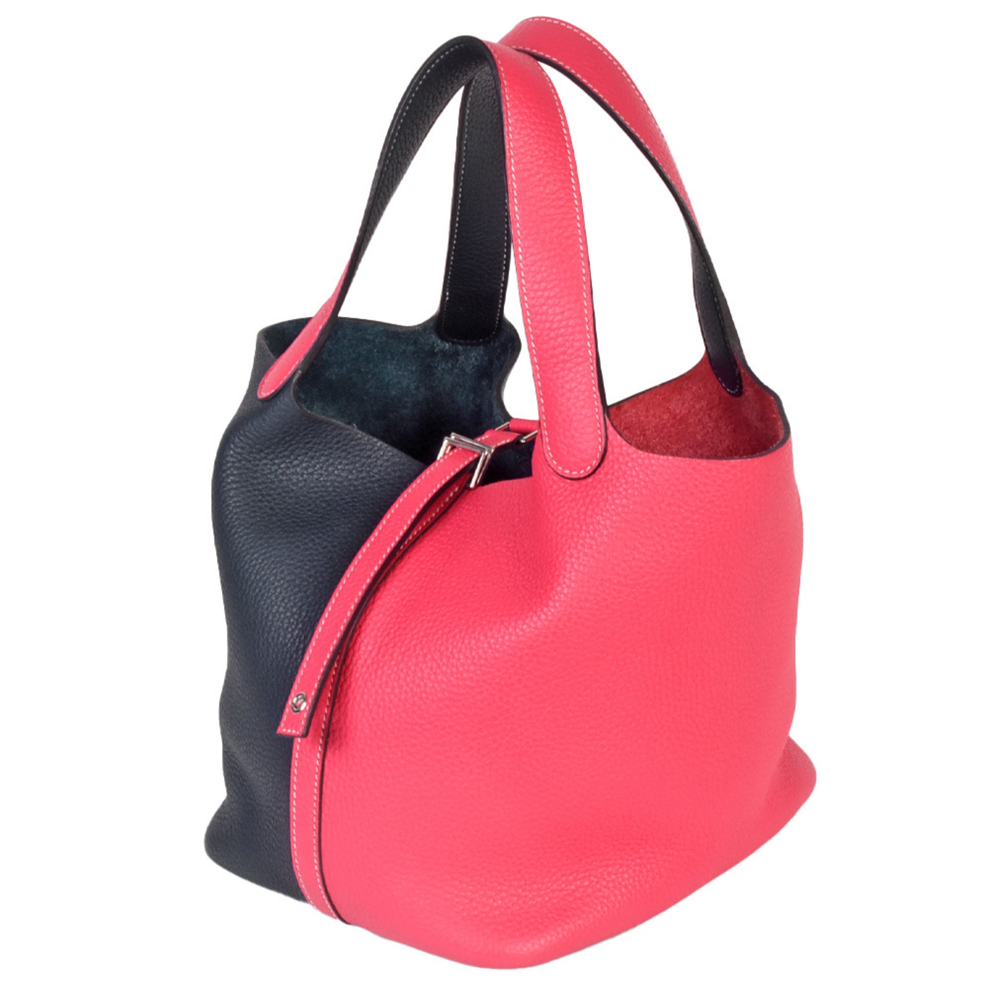 Hermes Picotin Blue Nuit Navy Pink Taurillon Clemence Leather Handbag (Pre-Owned)