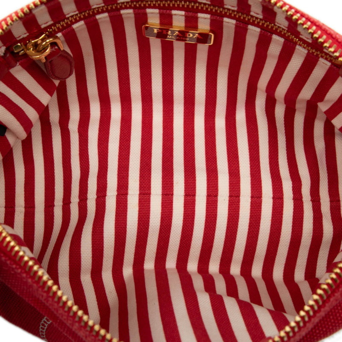 Prada Canapa Red Color Canvas Pouch (Pre-Owned)