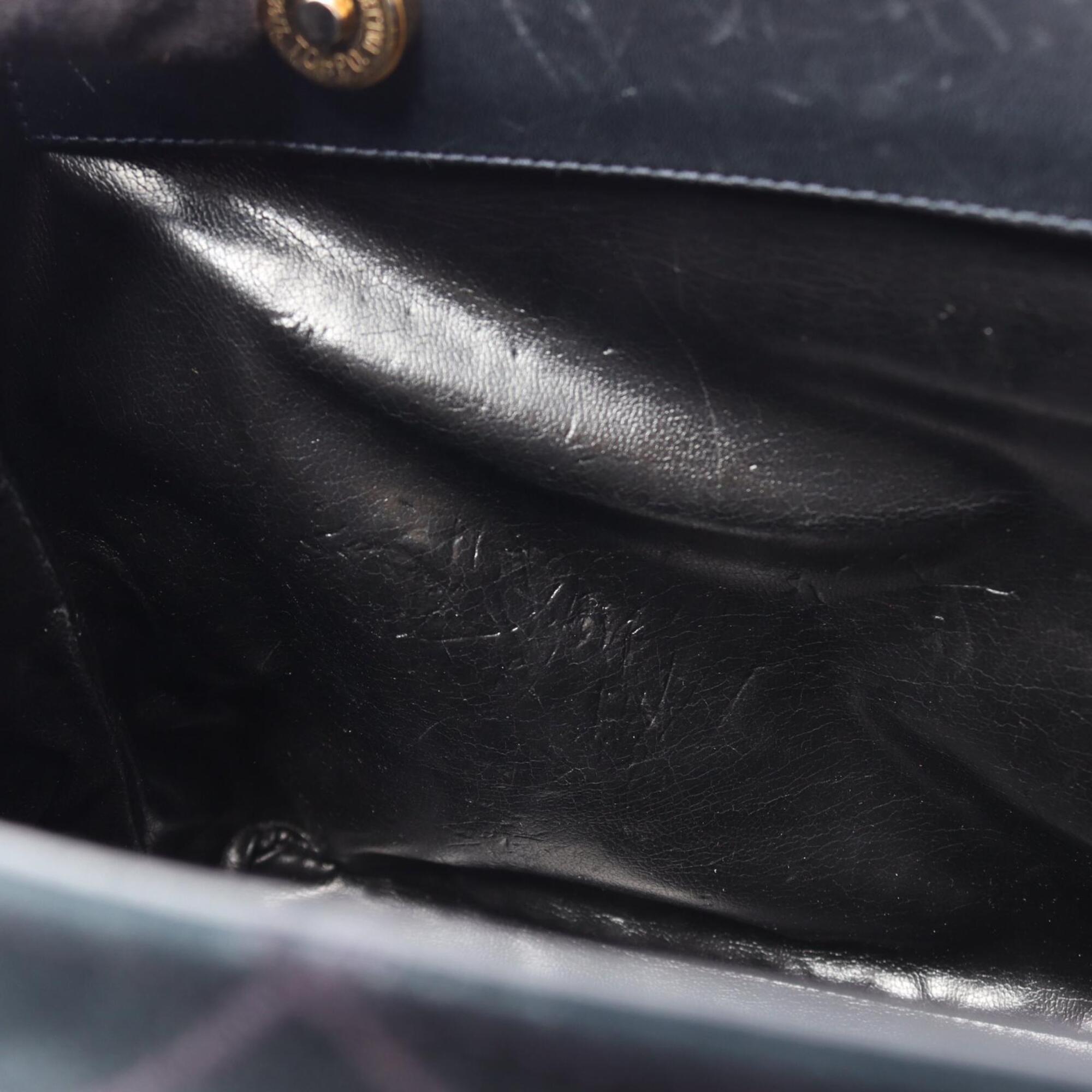 Salvatore Ferragamo Black Leather Suede Handbag Shoulder Bag (Pre-Owned)