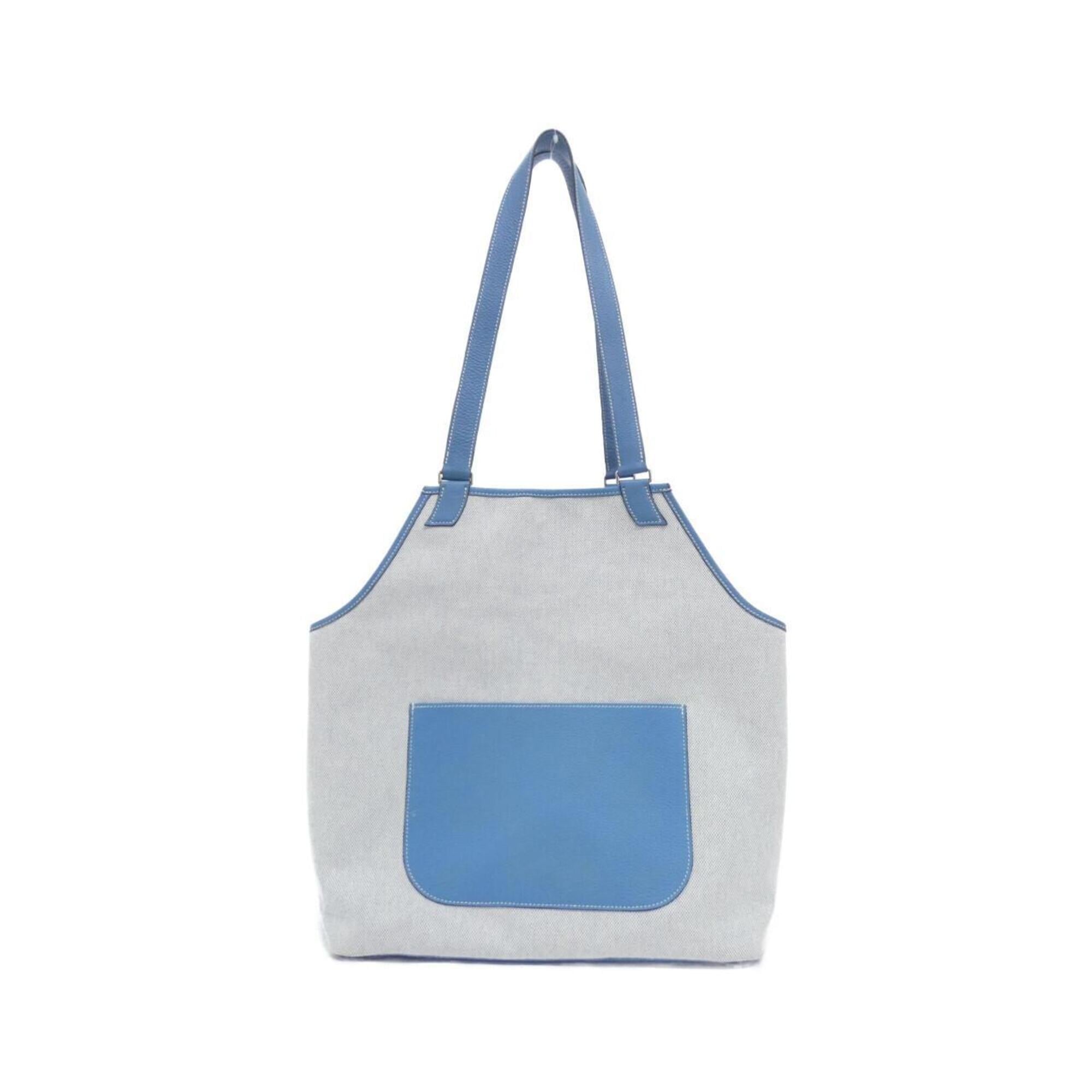 Hermes Jardinier Blue Jean Toile H Taurillon Clemence Leather Shoulder Bag (Pre-Owned)