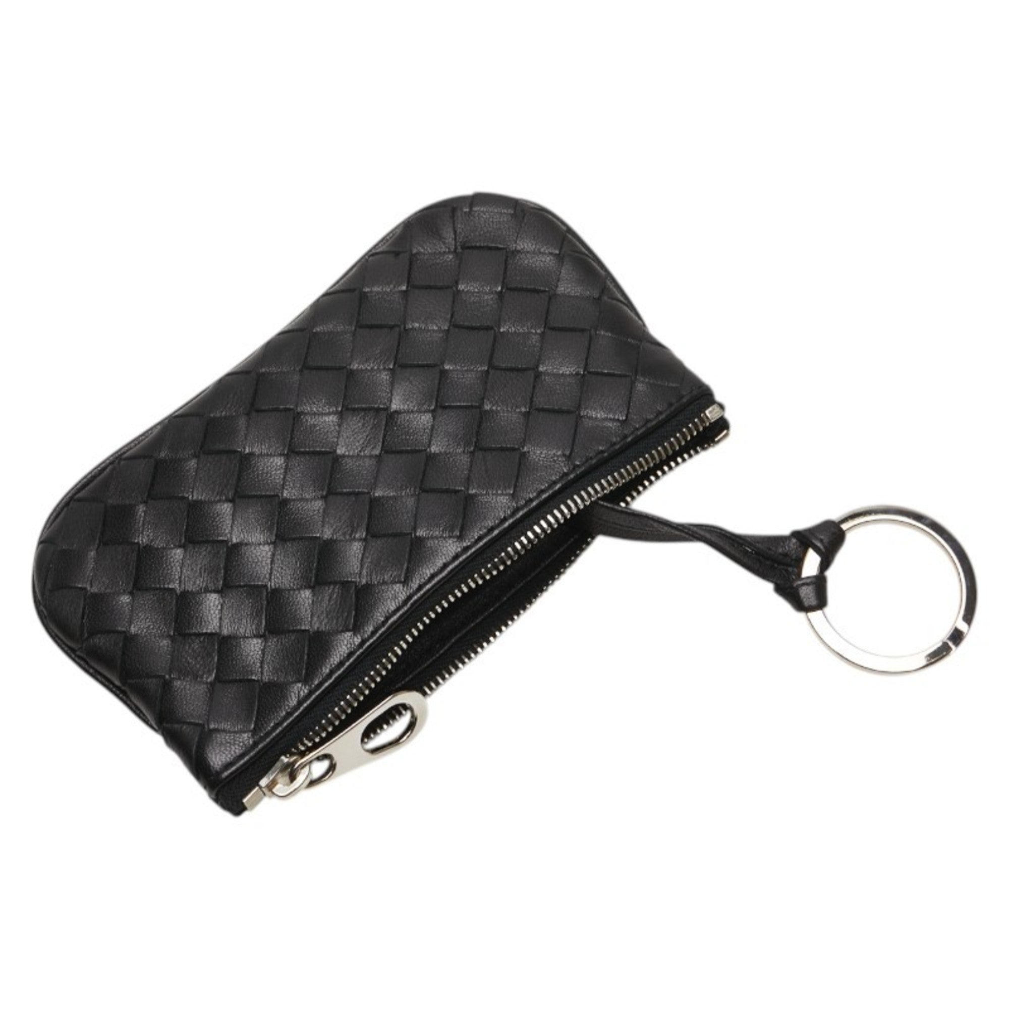 Bottega Veneta Black Leather Coin Purse/Coin Case (Pre-Owned)