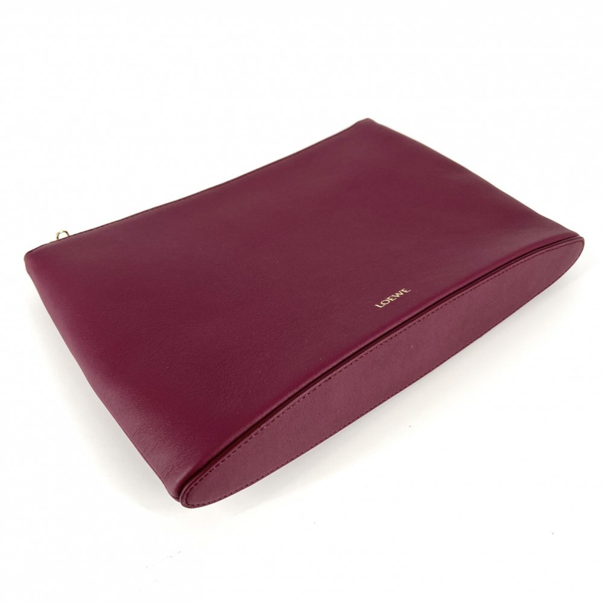 Loewe Bordeaux Leather Clutch Bag Pouch (Pre-Owned)