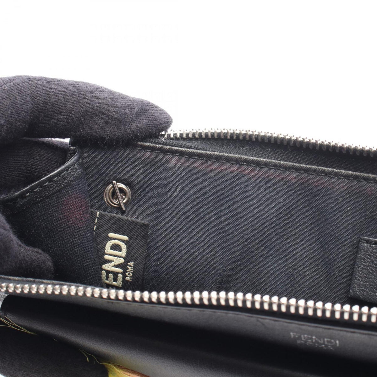 Fendi Black Multi-Color Yellow Leather Fur Handbag Shoulder Bag (Pre-Owned)