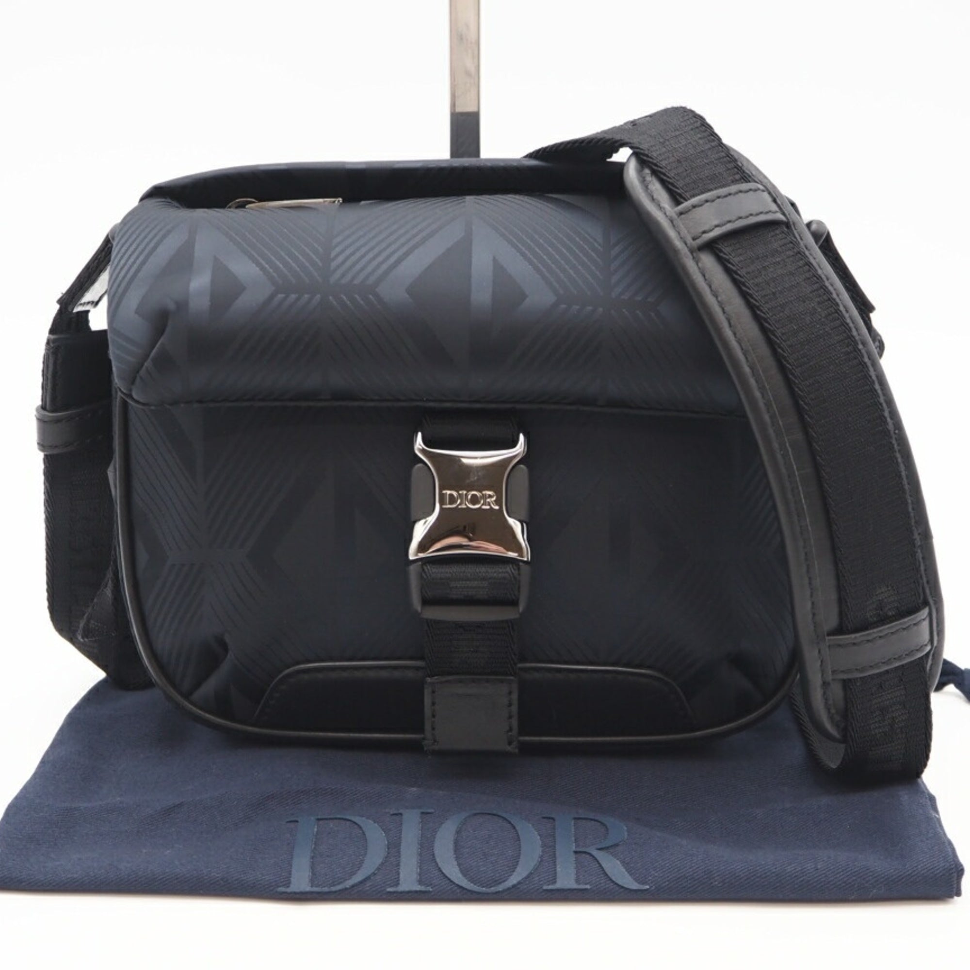 Christian Dior Navy Coated Canvas Shoulder Bag (Pre-Owned)
