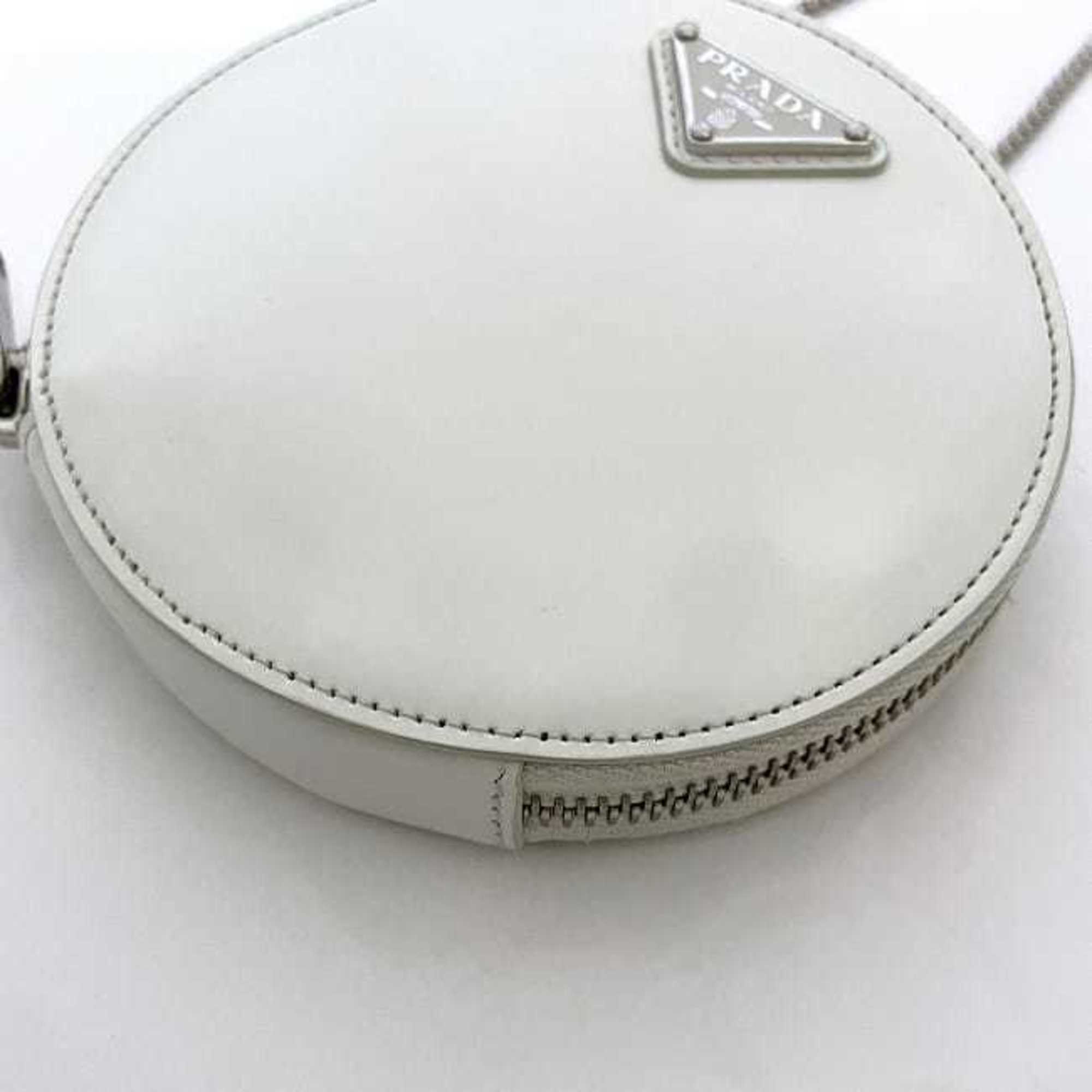 Prada White Leather Pochette Shoulder Bag (Pre-Owned)