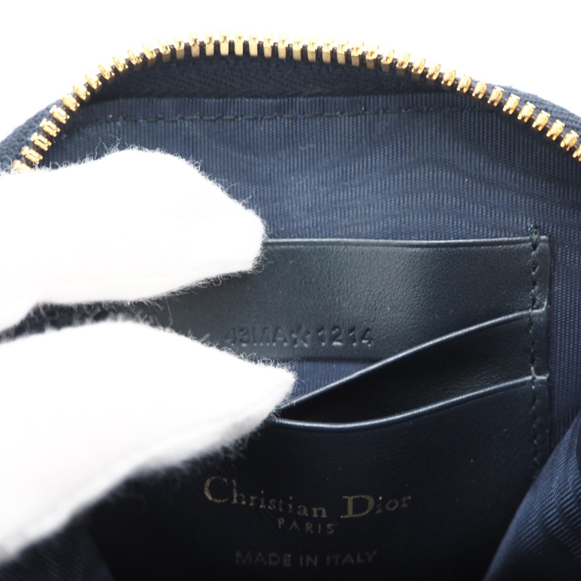 Christian Dior Beige Navy Canvas Leather Shoulder Bag (Pre-Owned)