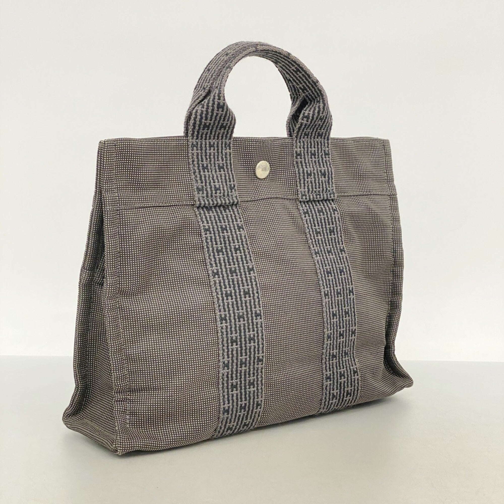 Hermes Gray Canvas Handbag (Pre-Owned)