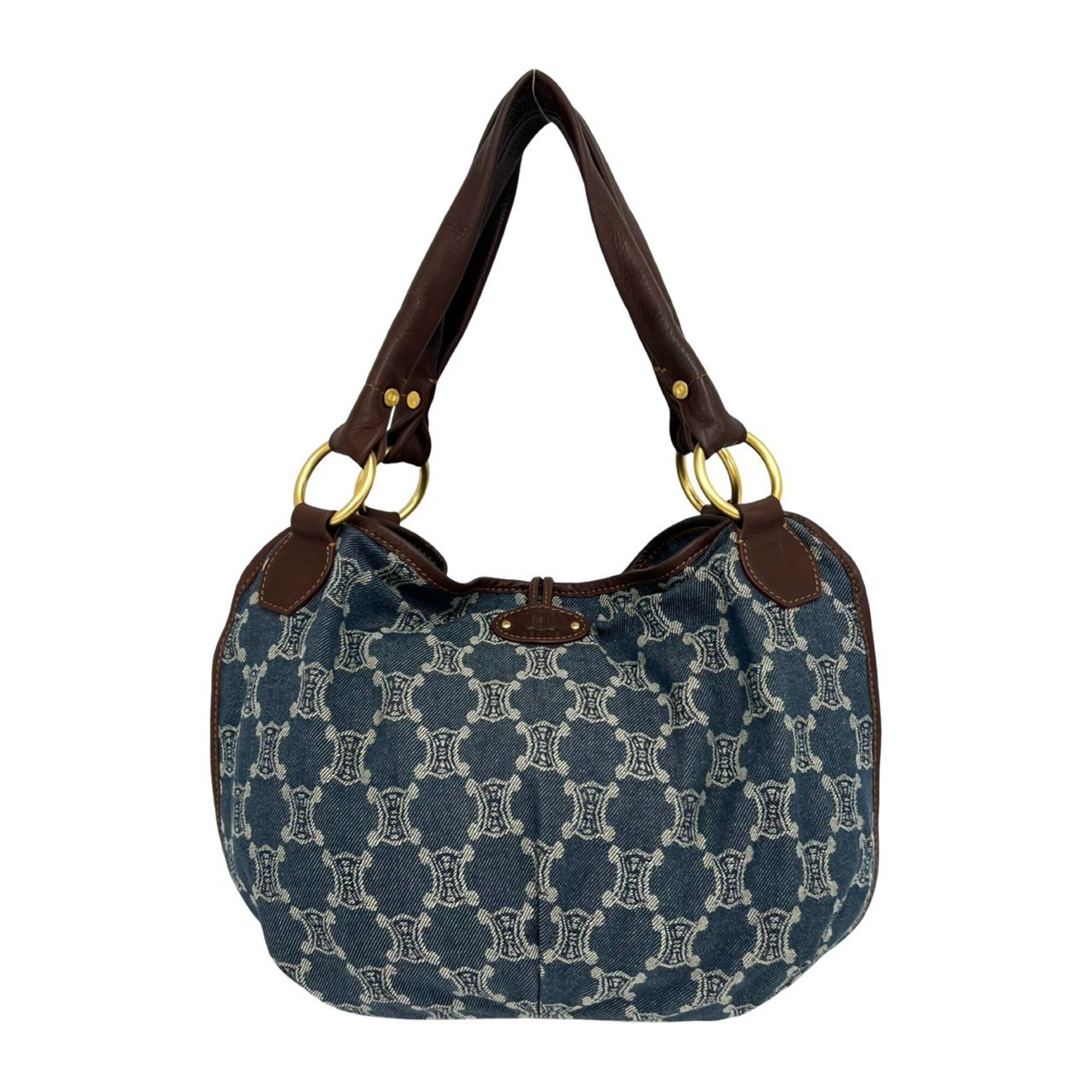Celine Blue Brown Denim Leather Shoulder Bag (Pre-Owned)