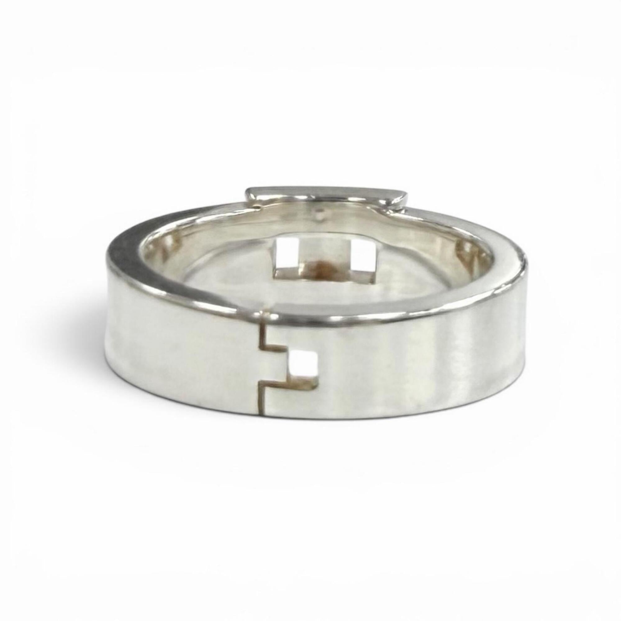 Hermes Silver Silver 925 Band Ring (Pre-Owned)