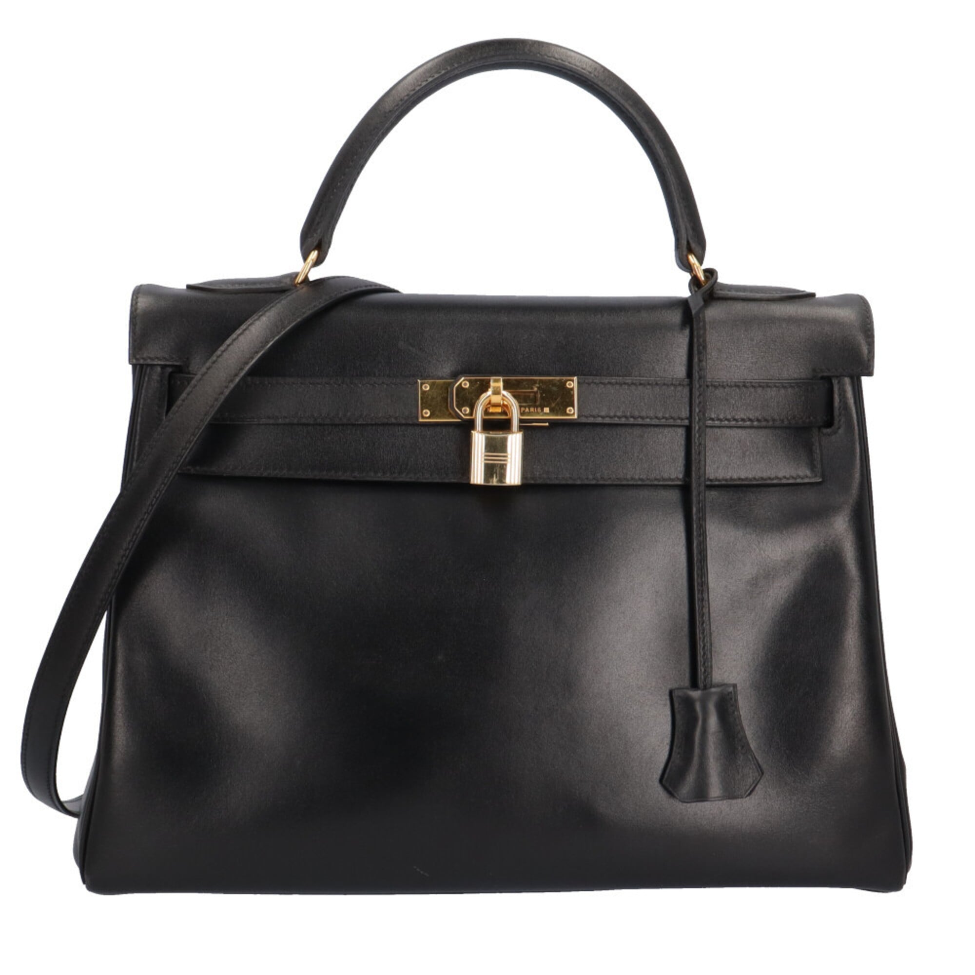 Hermes Black Box Calf Leather Shoulder Bag (Pre-Owned)