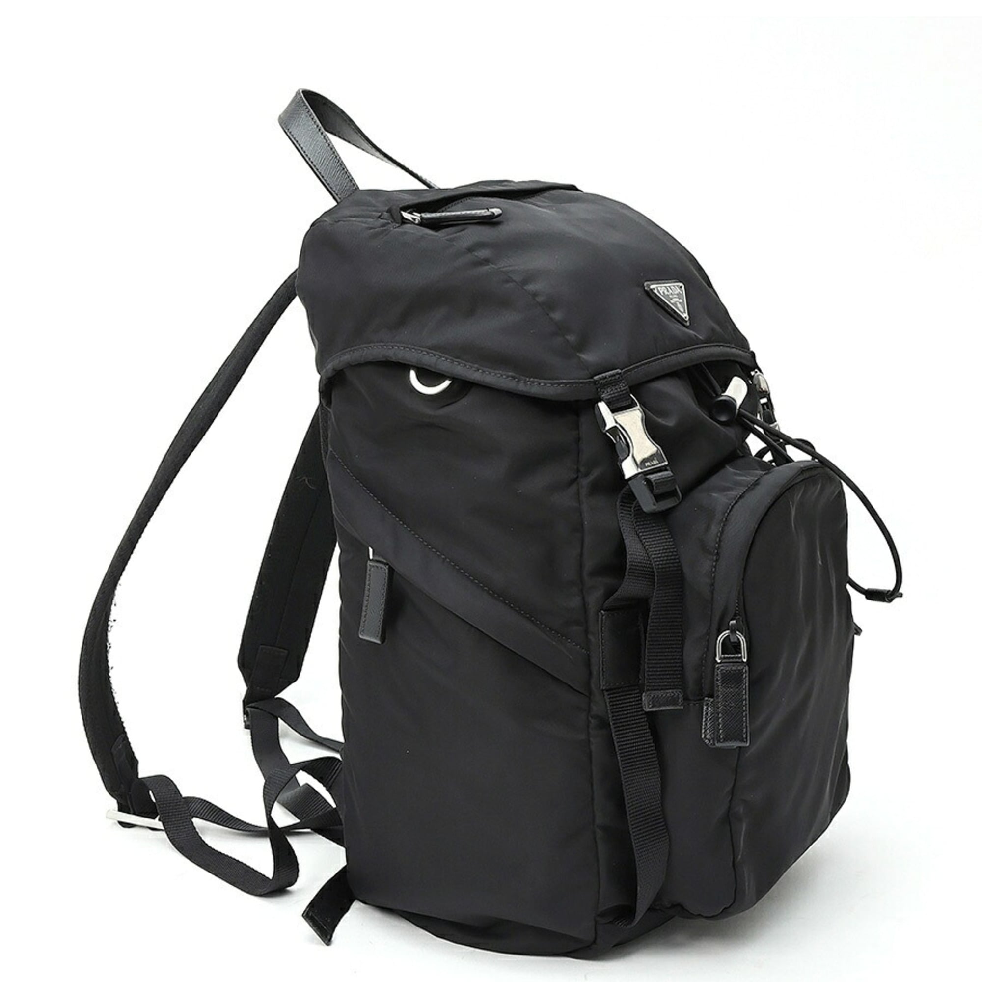 Prada Black Nero Nylon Fabric Leather Backpack (Pre-Owned)
