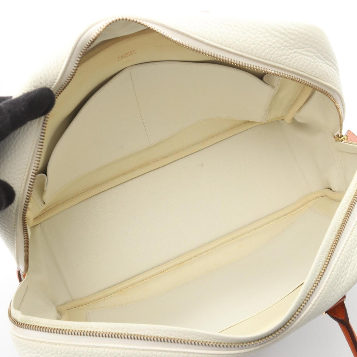 Hermes Orange Potiron White Taurillon Clemence Leather Leather Handbag (Pre-Owned)